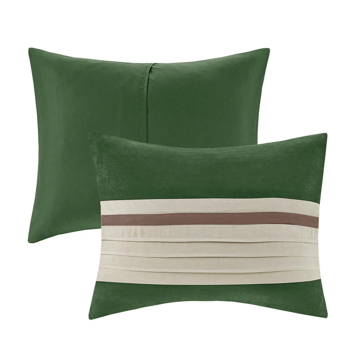 7 PC Faux Suede Comforter Set Green Queen - Image 12