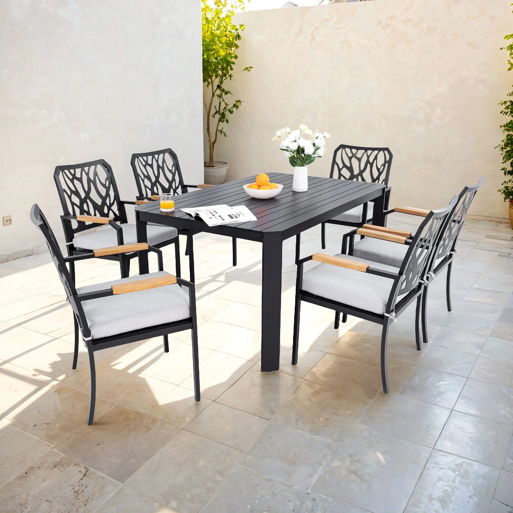 7-PC Outdoor Patio Aluminum Furniture Set - Image 2