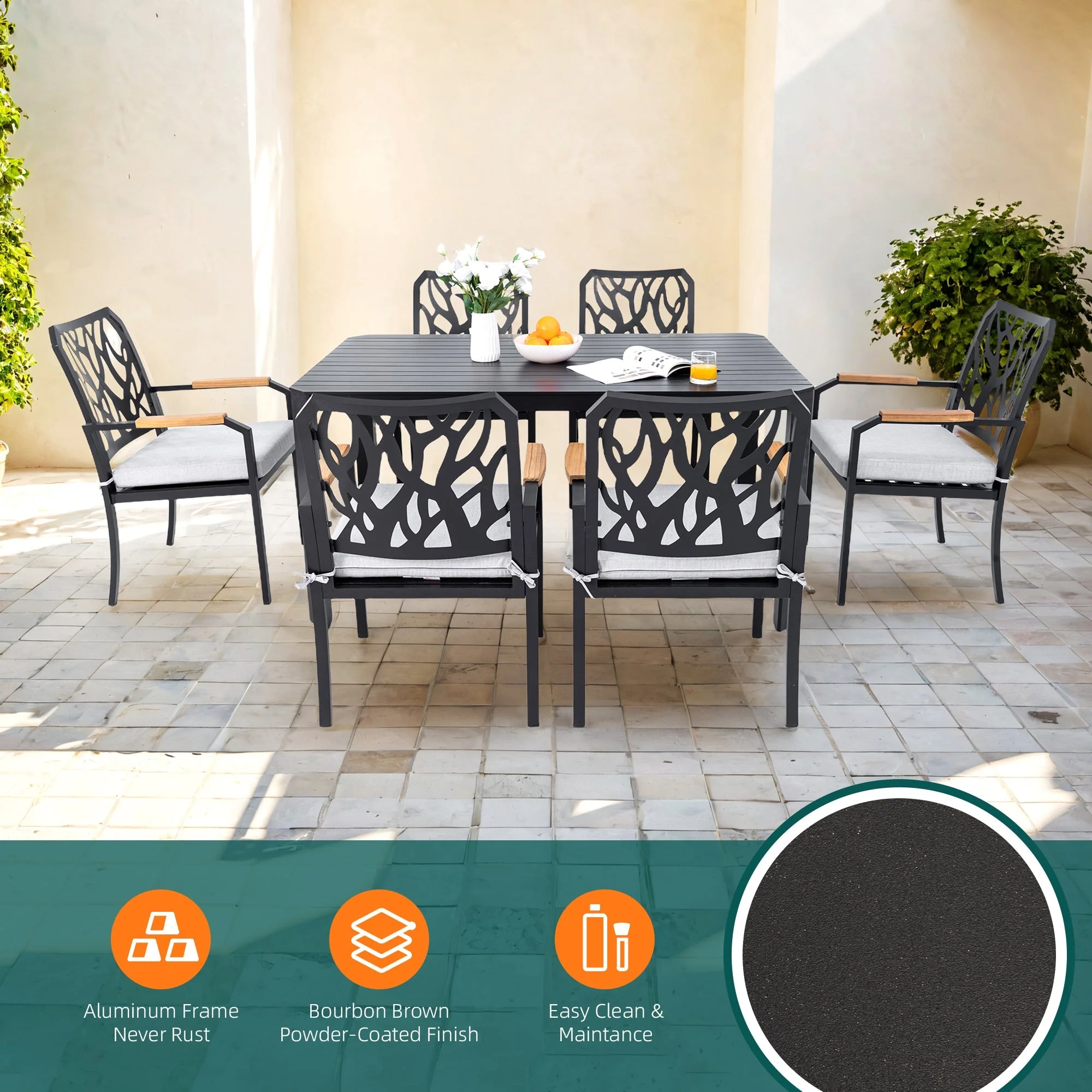 7-PC Outdoor Patio Aluminum Furniture Set - Image 4