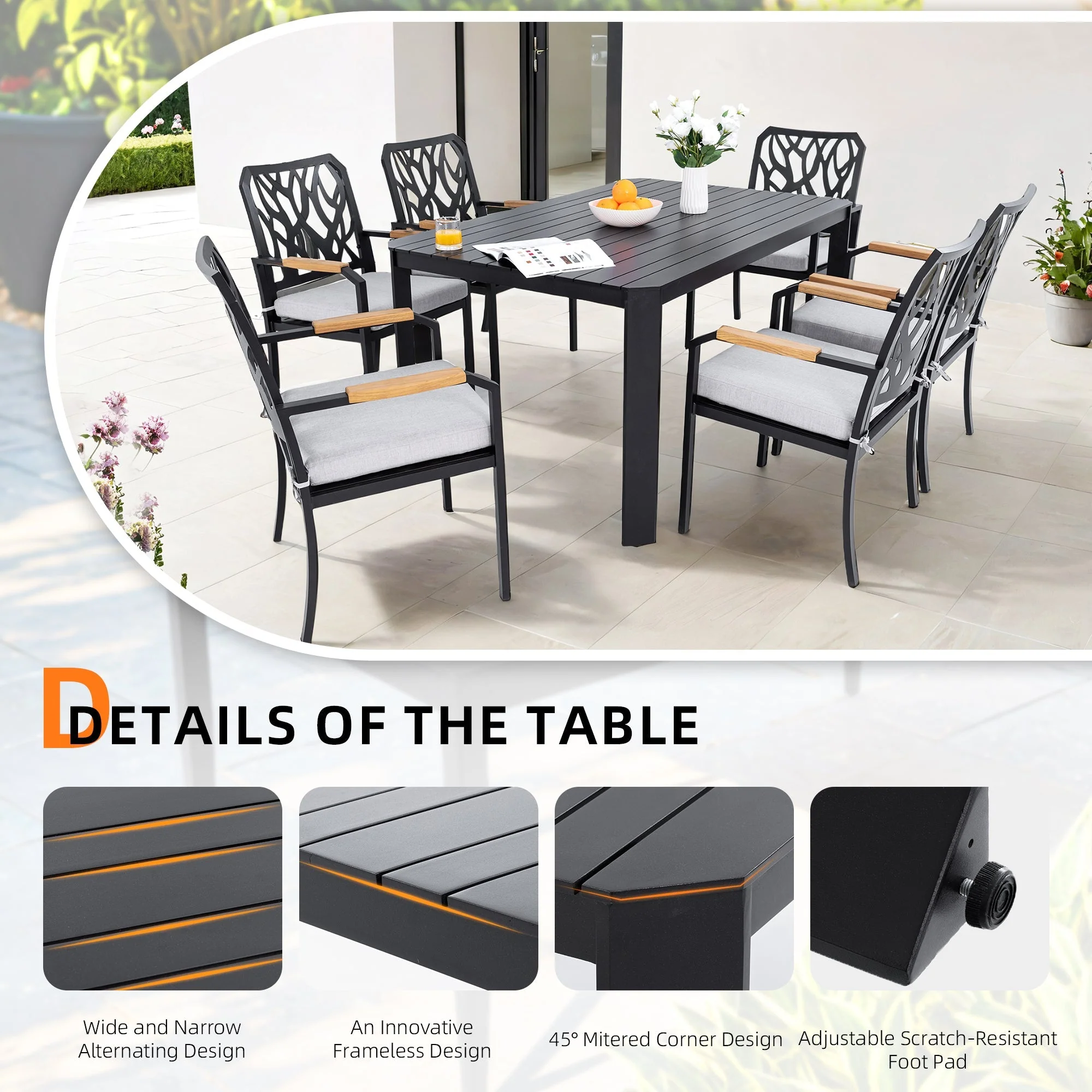 7-PC Outdoor Patio Aluminum Furniture Set - Image 6