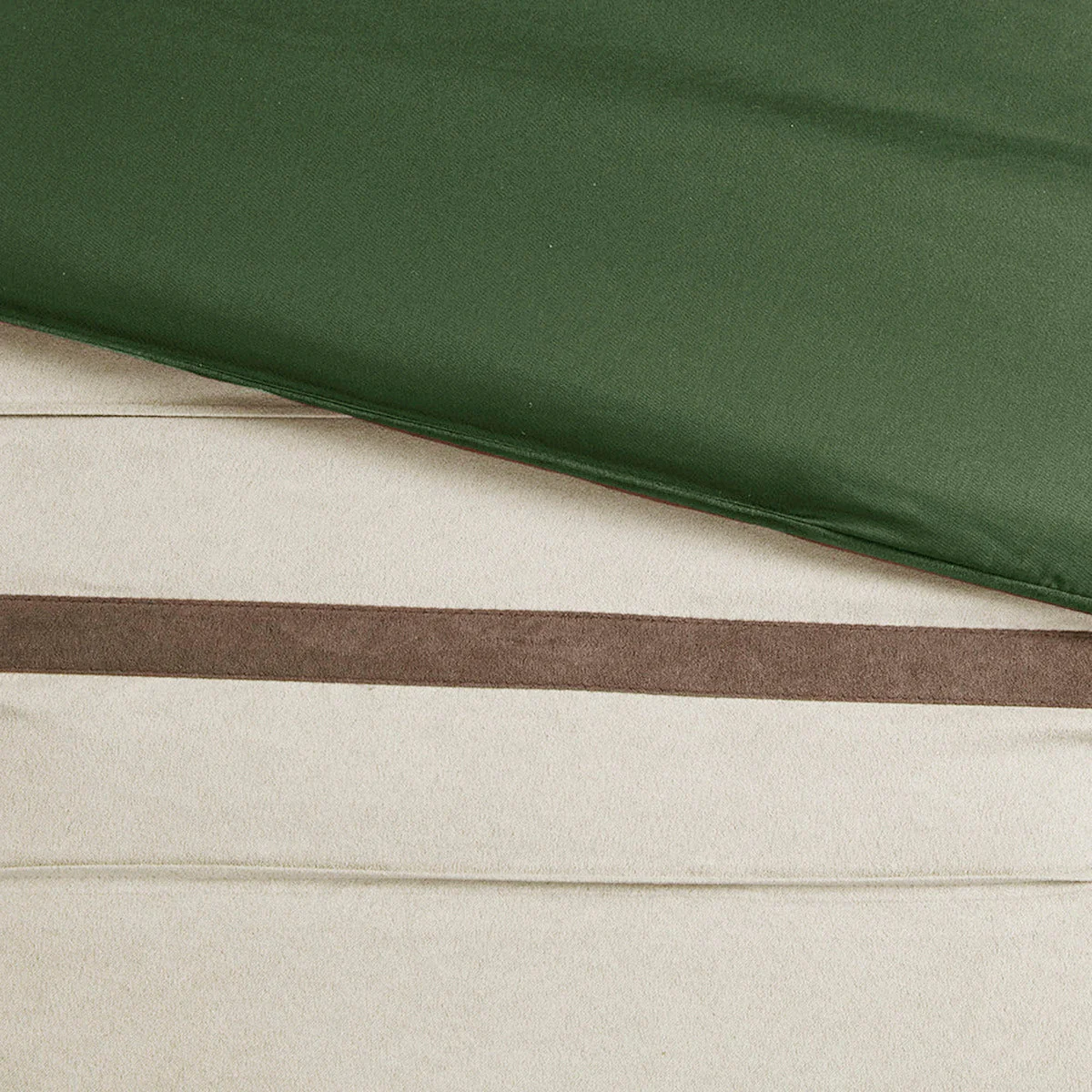 7 PC Pieced Faux Suede Comforter Set Green Cal King - Image 11