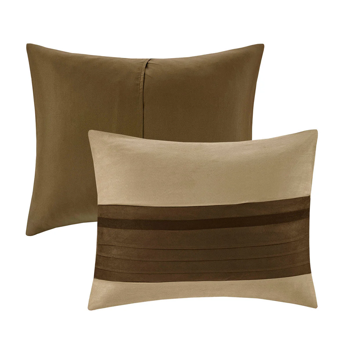 7 PC Pieced Faux Suede Comforter Set Natural Cal King - Image 8