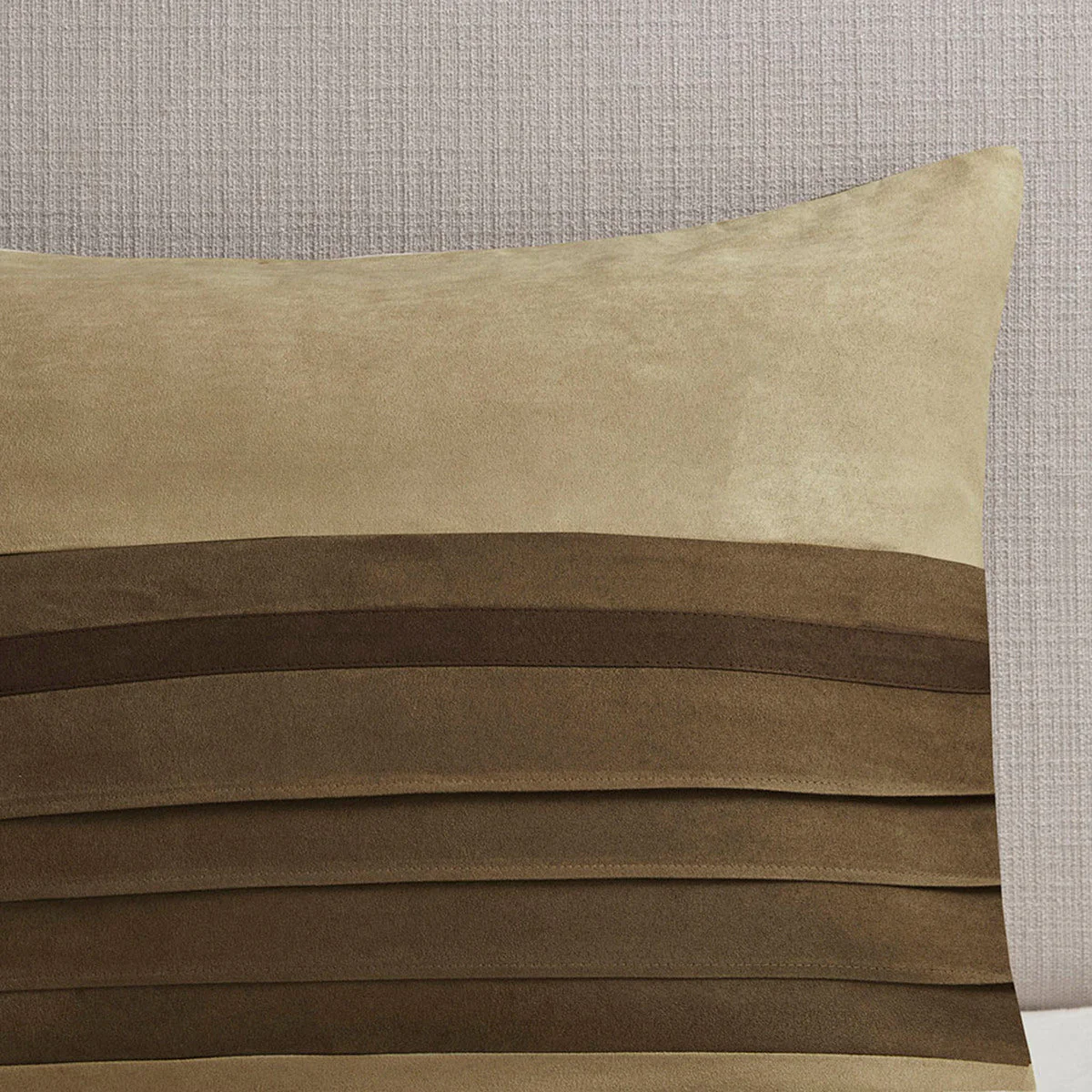 7 PC Pieced Faux Suede Comforter Set Natural Queen - Image 5