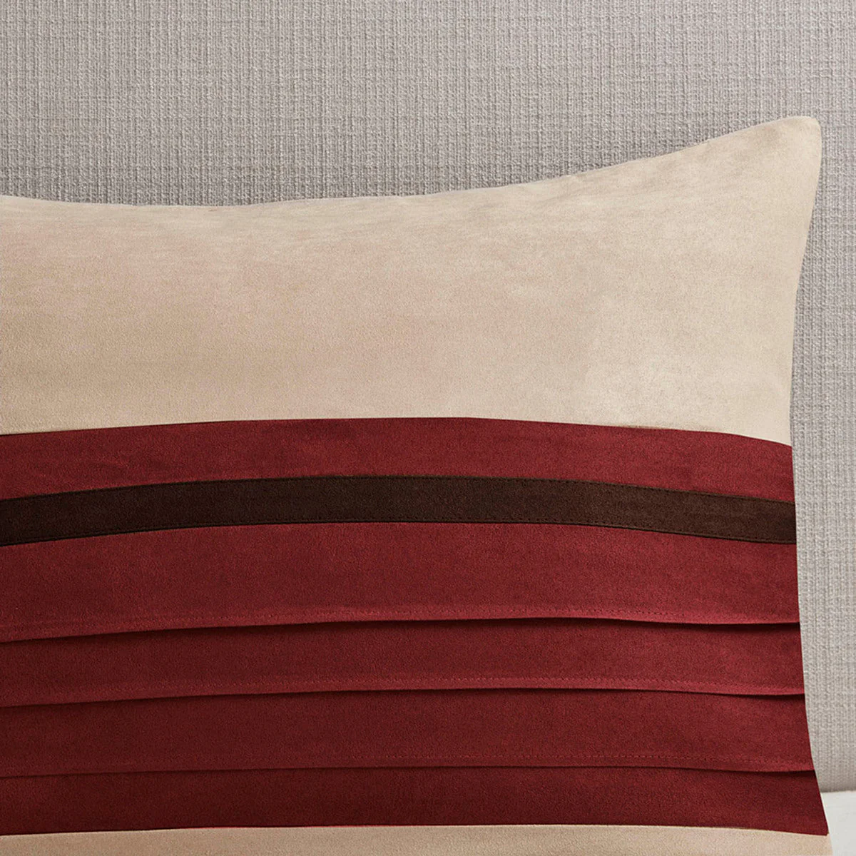 7 PC Pieced Faux Suede Comforter Set Red Cal King - Image 10