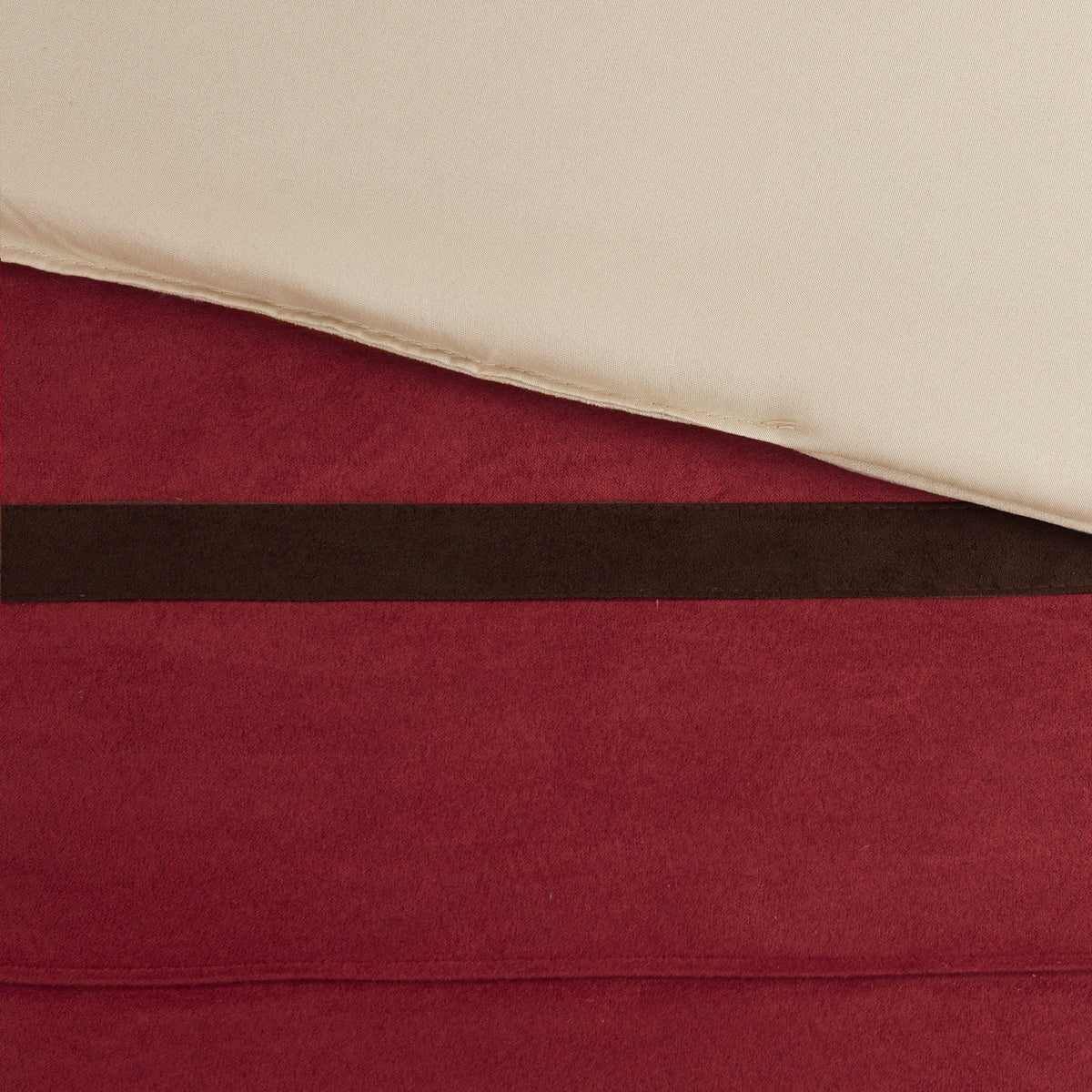 7 PC Pieced Faux Suede Comforter Set Red Cal King - Image 9