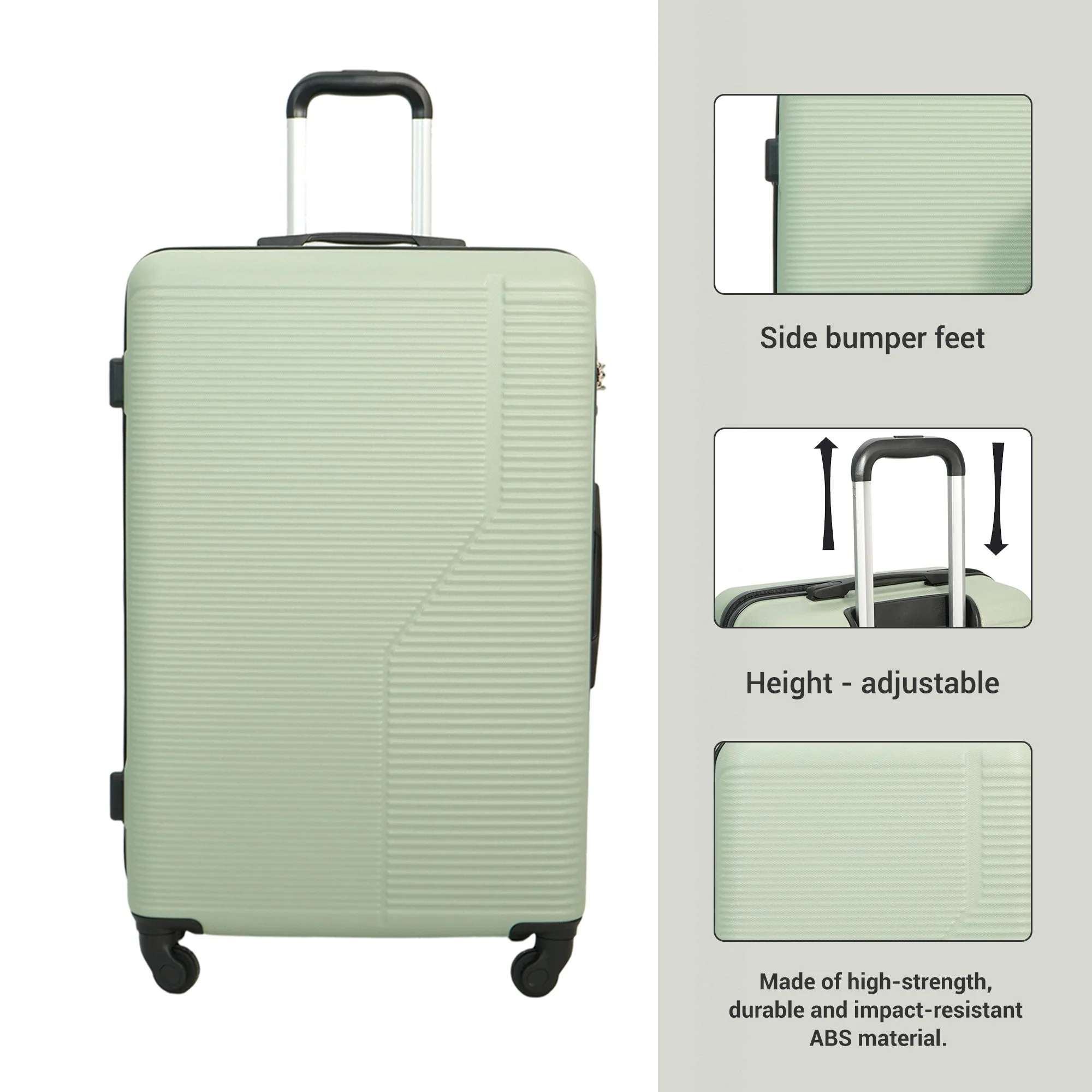 7-Piece ABS Lightweight & Durable Luggage Set in Green - Image 4
