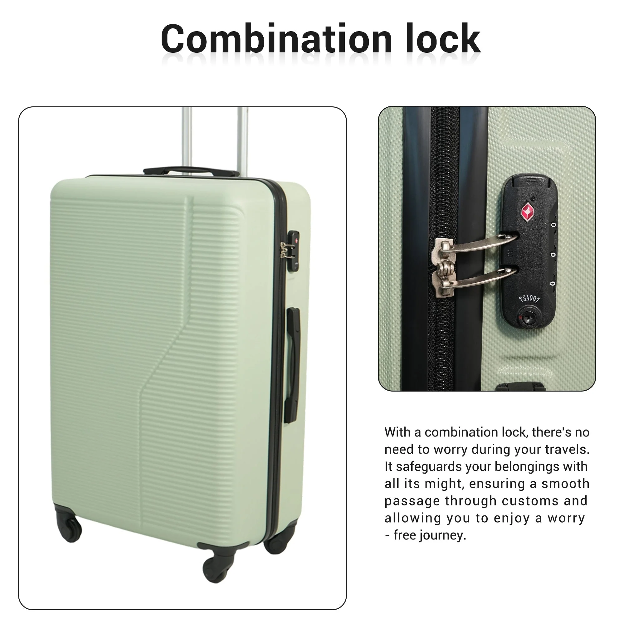 7-Piece ABS Lightweight & Durable Luggage Set in Green - Image 5