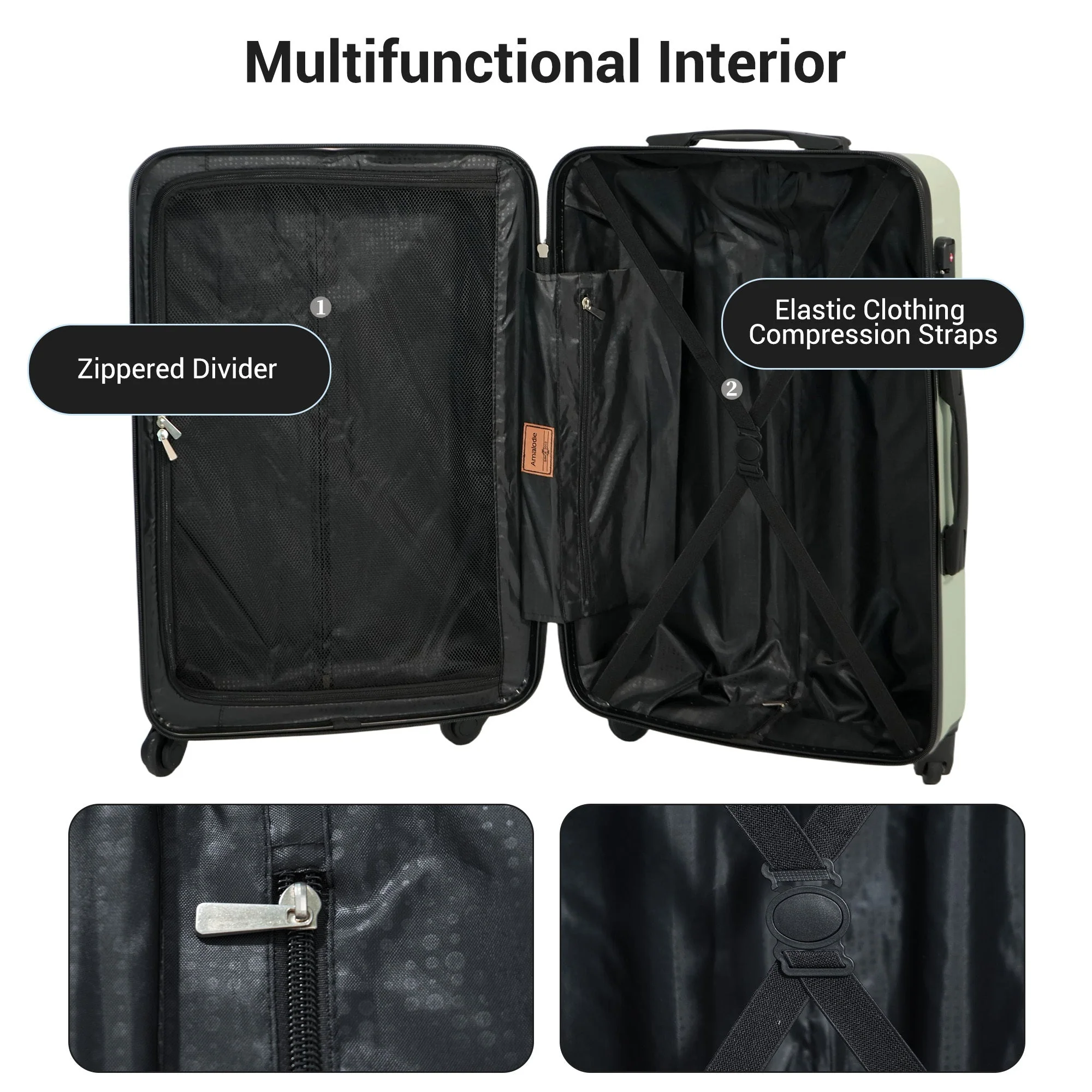 7-Piece ABS Lightweight & Durable Luggage Set in Green - Image 6
