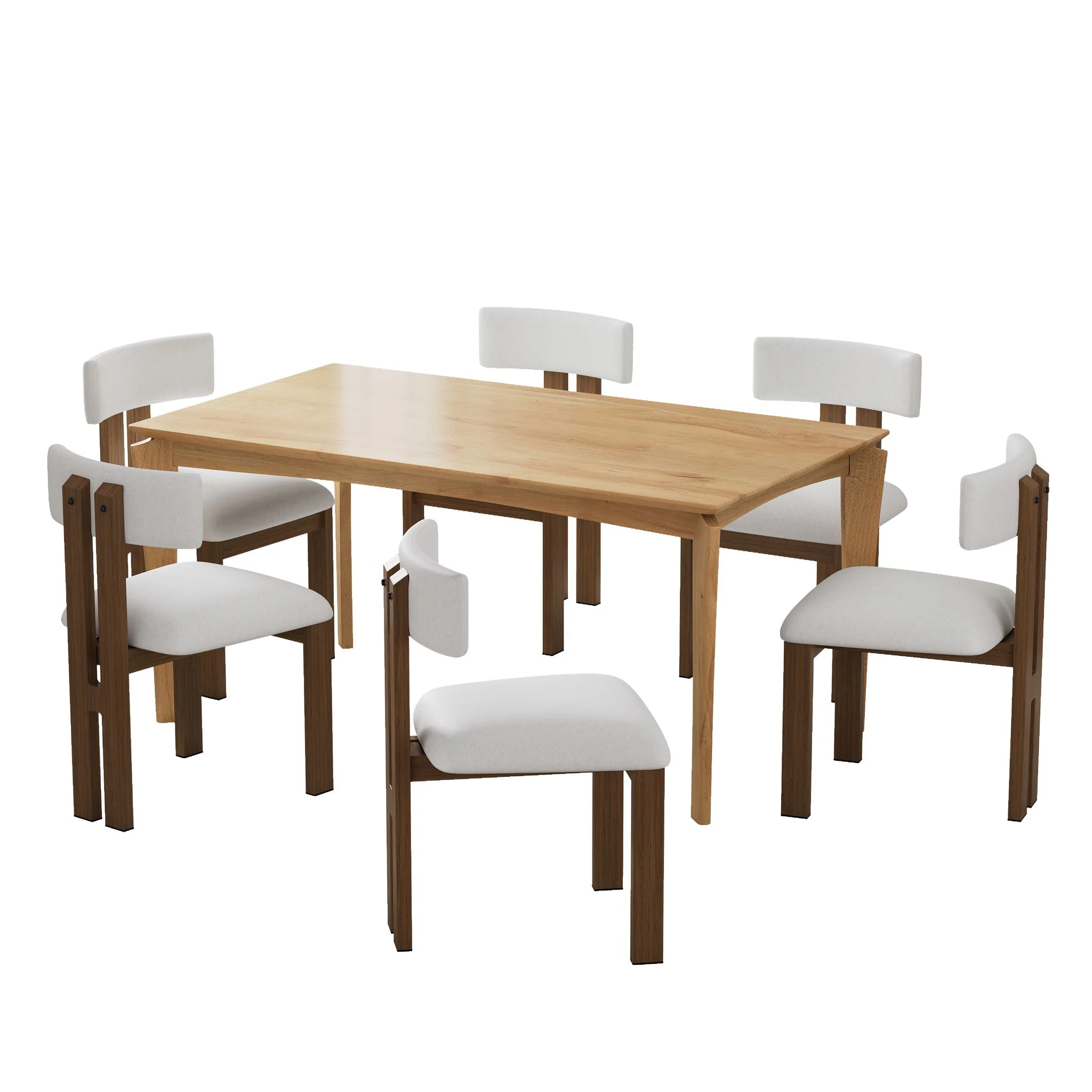 7 Piece Dining Set With Upholstered Armless Chairs And Table - Image 2