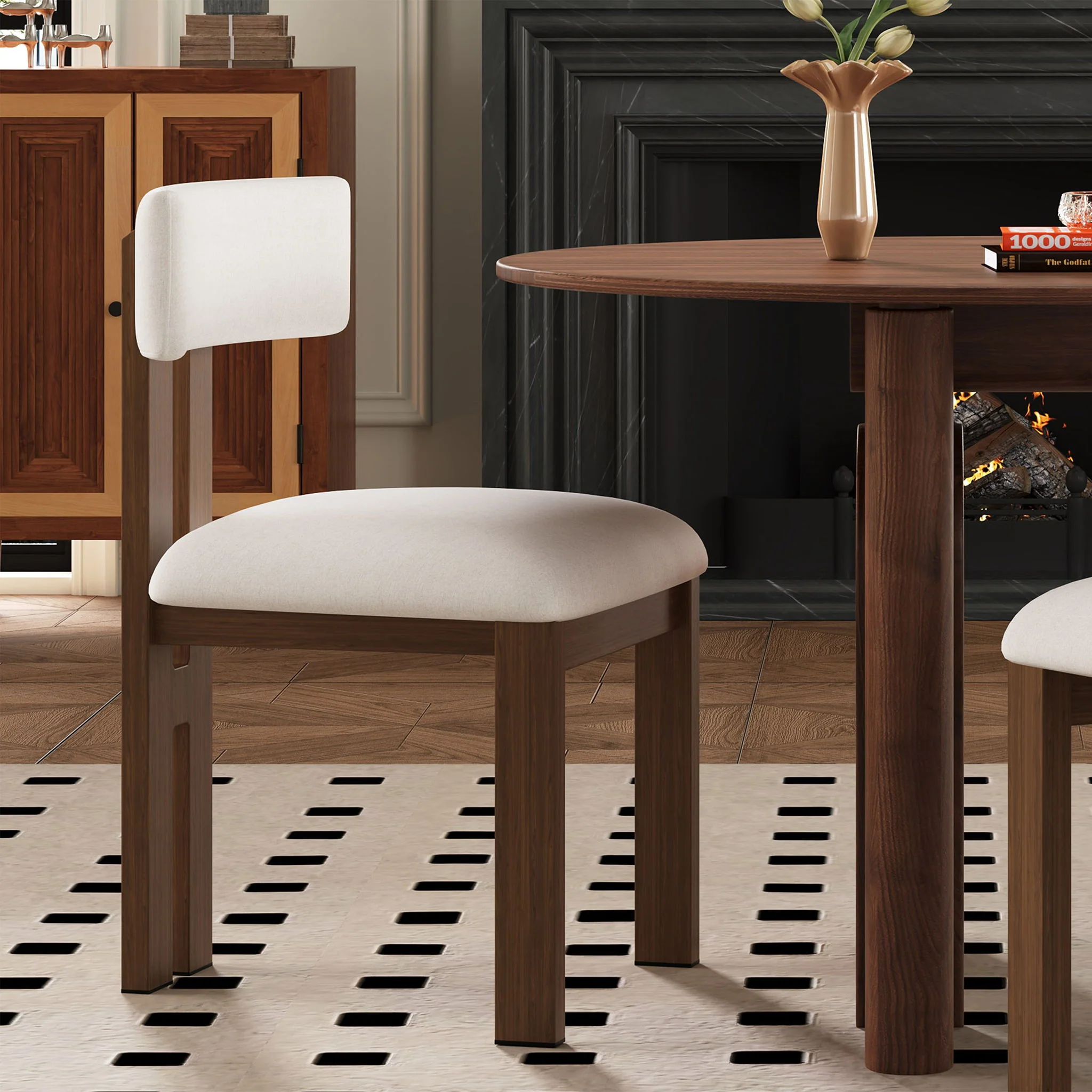 7 Piece Dining Set With Upholstered Armless Chairs And Table - Image 4