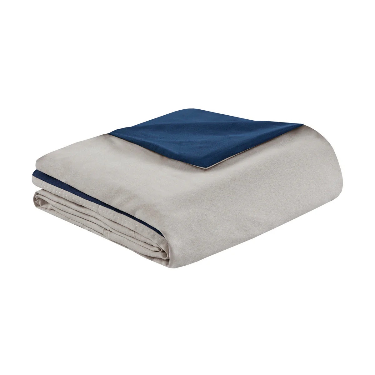 7 Piece Faux Suede Comforter Set Blue California King - Image 5