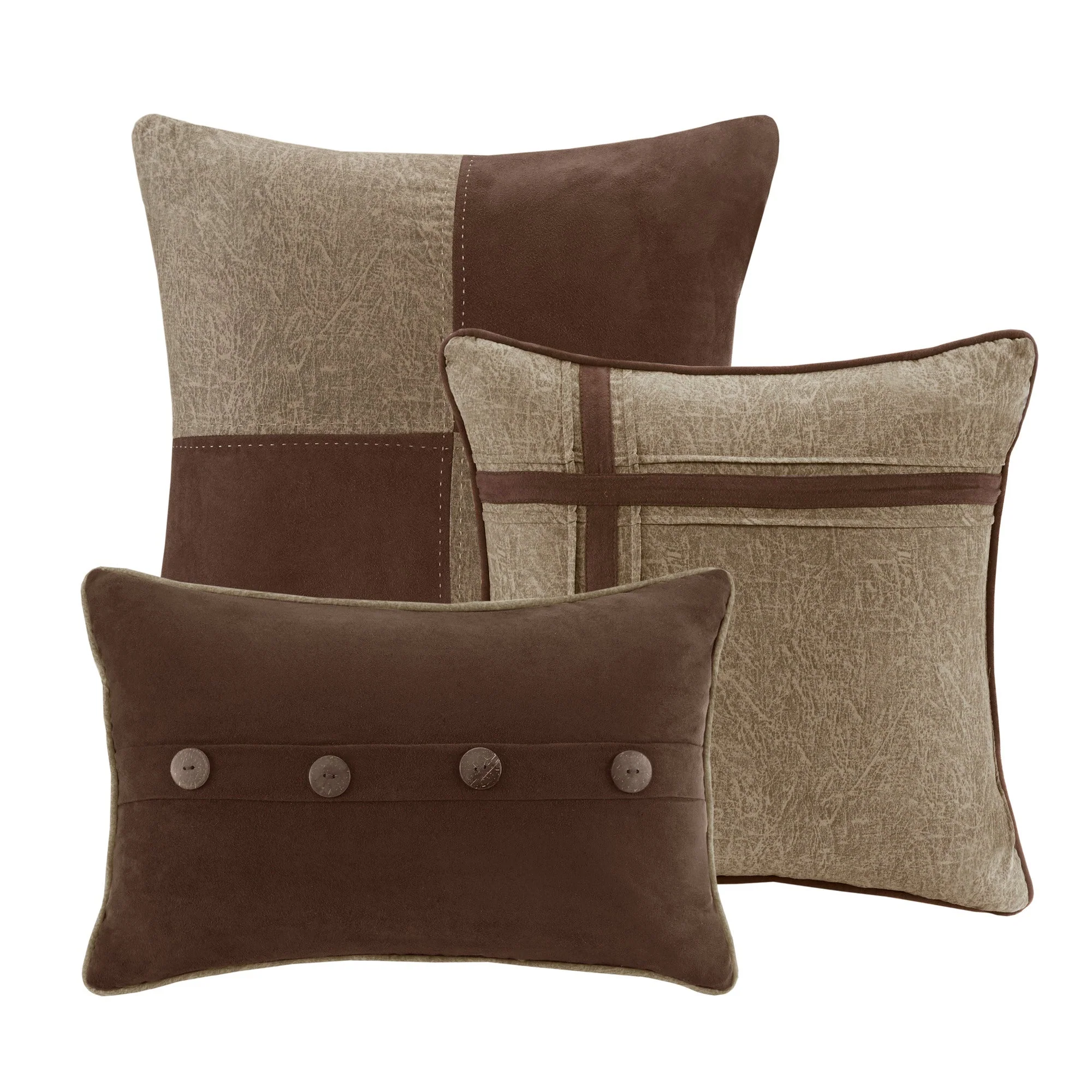 7 Piece Faux Suede Comforter Set Brown California King - Image 13