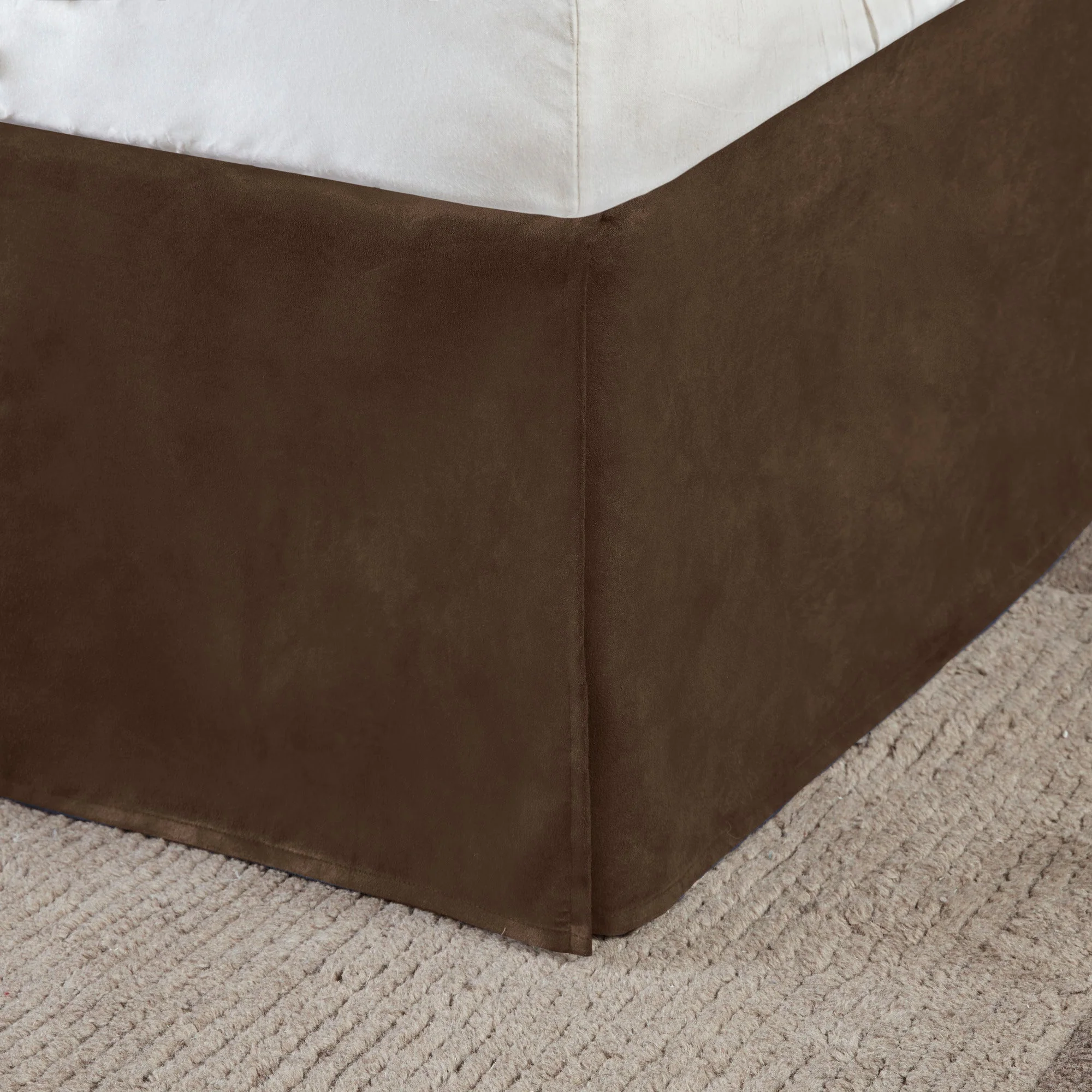 7 Piece Faux Suede Comforter Set Brown King - Image 12