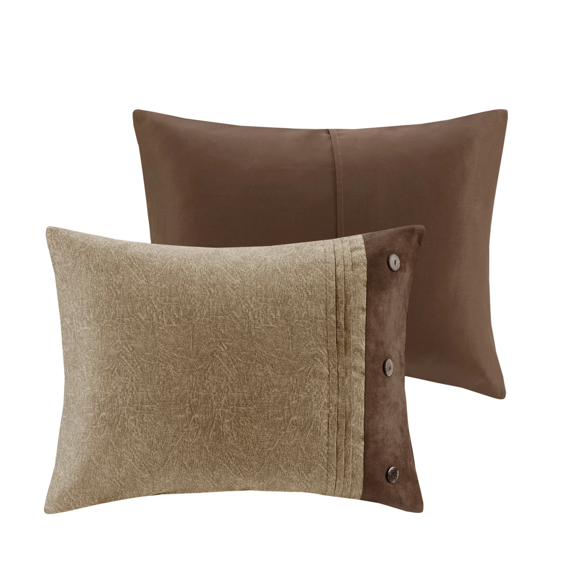 7 Piece Faux Suede Comforter Set Brown King - Image 9