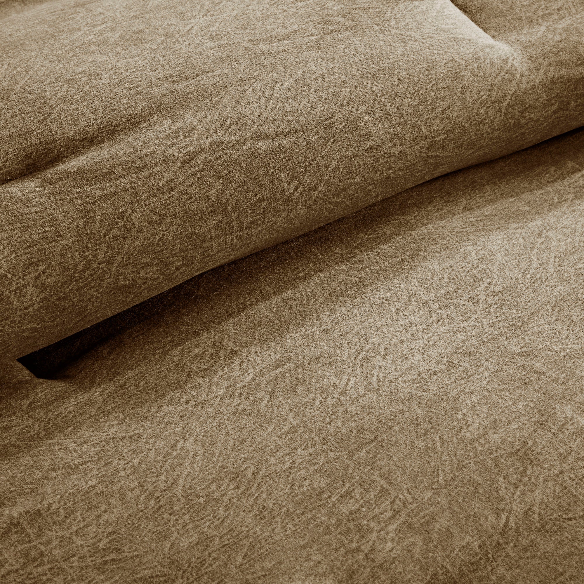7 Piece Faux Suede Comforter Set Brown Queen - Image 12