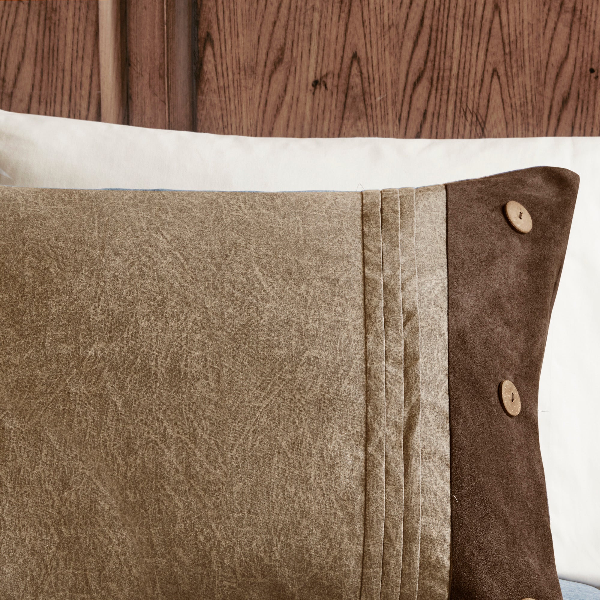 7 Piece Faux Suede Comforter Set Brown Queen - Image 9
