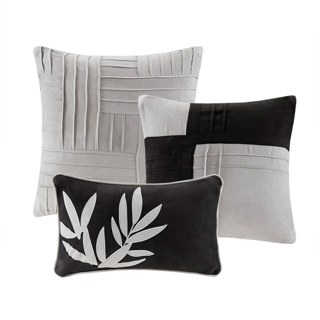 7 Piece Faux Suede Comforter Set Grey Cal King - Image 3