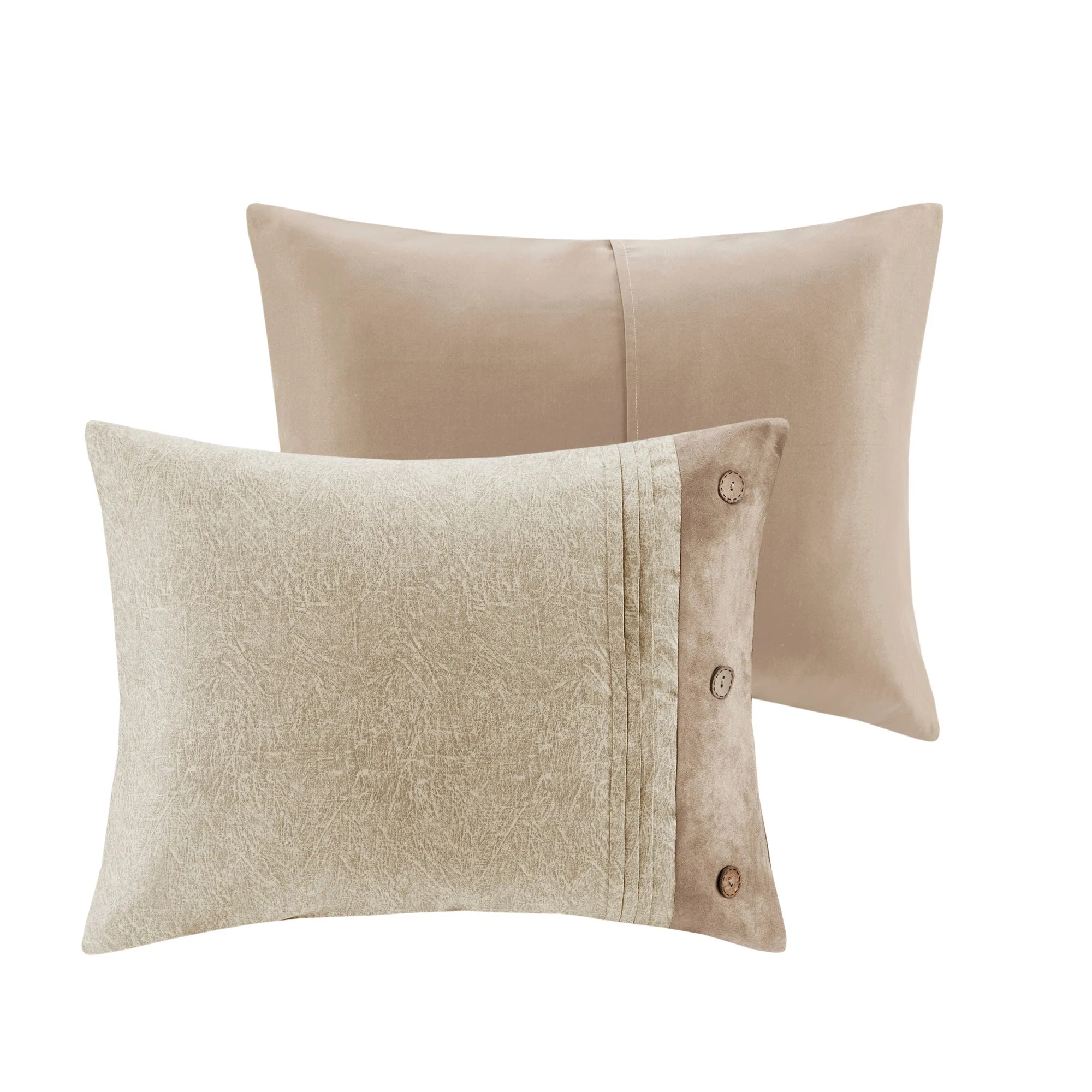 7 Piece Faux Suede Comforter Set Tan King - Image 10