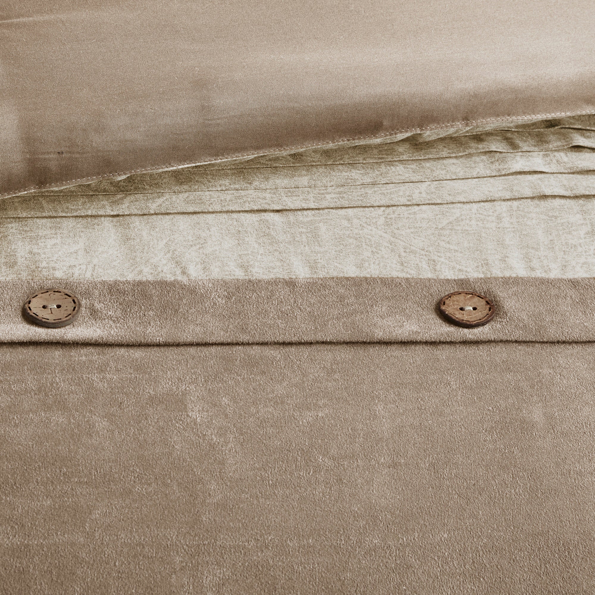 7 Piece Faux Suede Comforter Set Tan King - Image 5