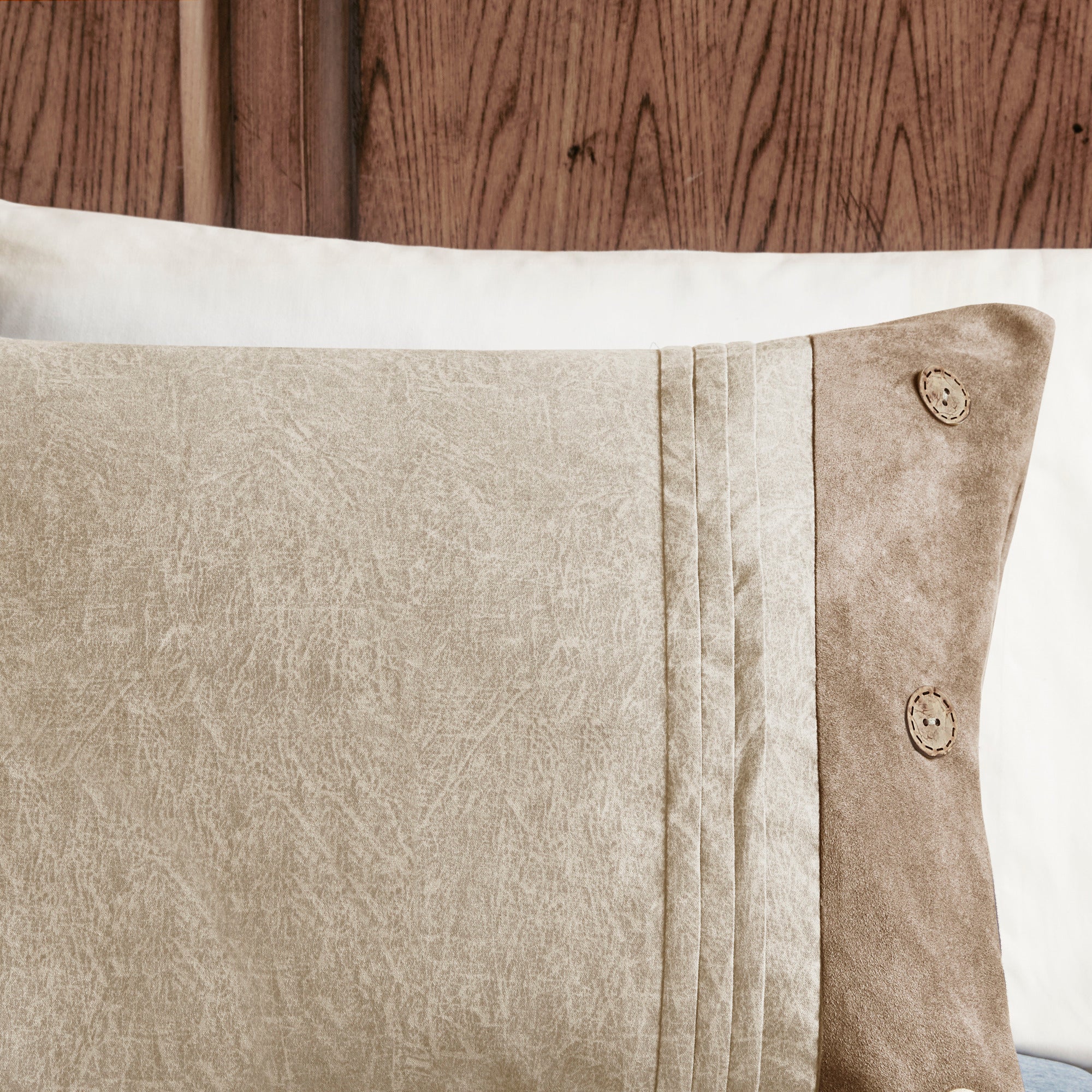 7 Piece Faux Suede Comforter Set Tan Queen - Image 2