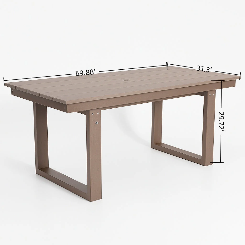 7-Piece HDPE Outdoor Dining Set for 6 – Antique Dark Oak - Image 6
