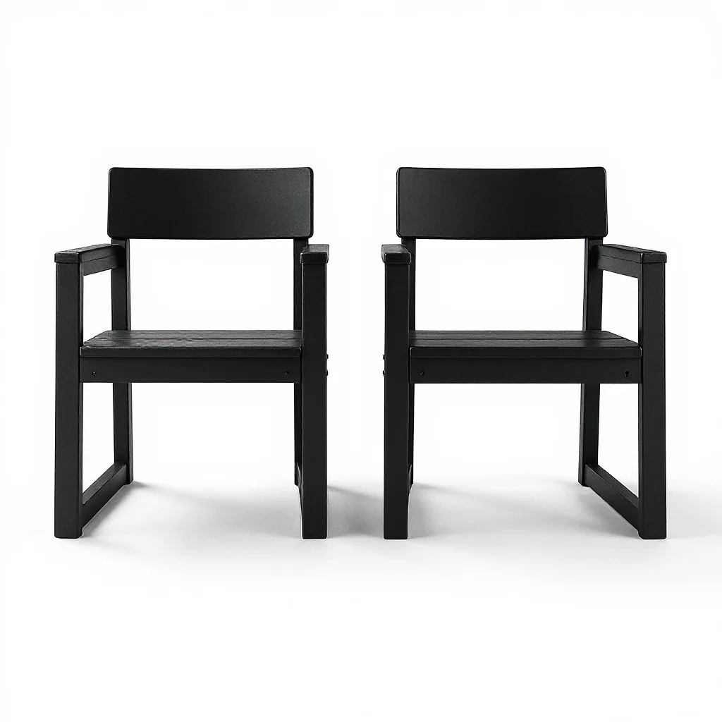 7-Piece HDPE Outdoor Dining Set for 6 – Weather-Resistant Patio Table with Umbrella Hole and 6 Armrest Chairs (Black) - Image 22