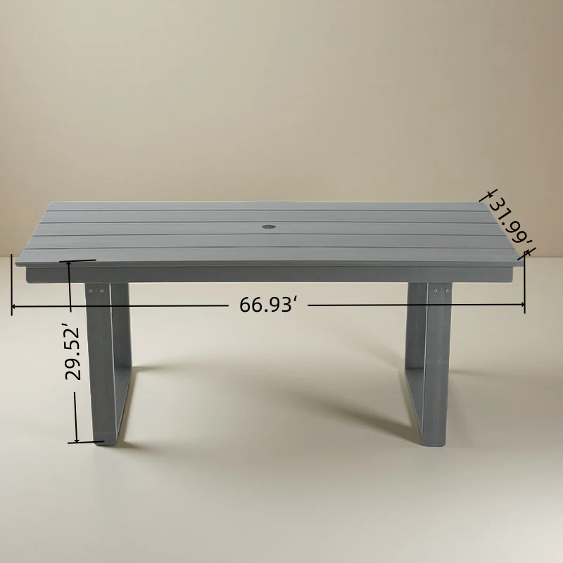 7-Piece HDPE Outdoor Dining Set for 6 – Weather-Resistant Patio Table with Umbrella Hole (Grey) - Image 8