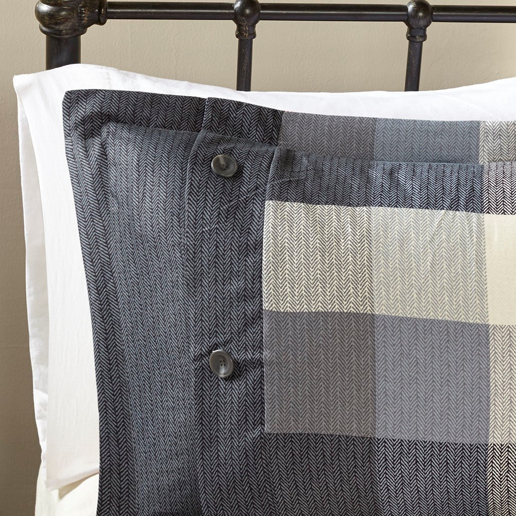 7 Piece Herringbone Comforter Set Grey Queen - Image 7