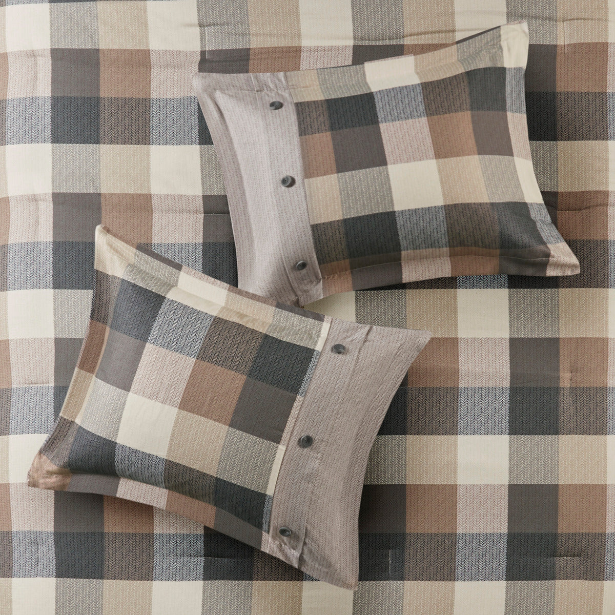 7 Piece Herringbone Comforter Set Neutral California King - Image 4