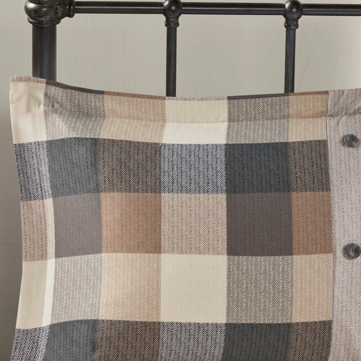 7 Piece Herringbone Comforter Set Neutral Queen - Image 10