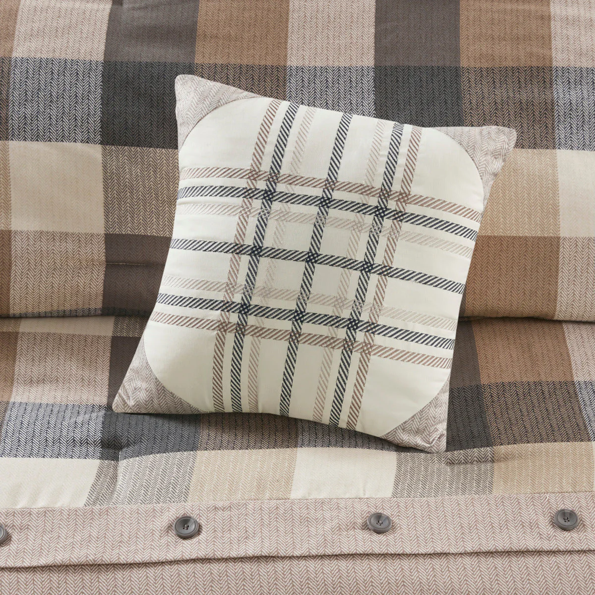 7 Piece Herringbone Comforter Set Neutral Queen - Image 13
