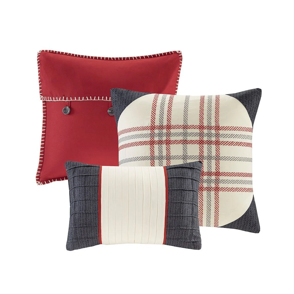 7 Piece Herringbone Comforter Set Red King - Image 3