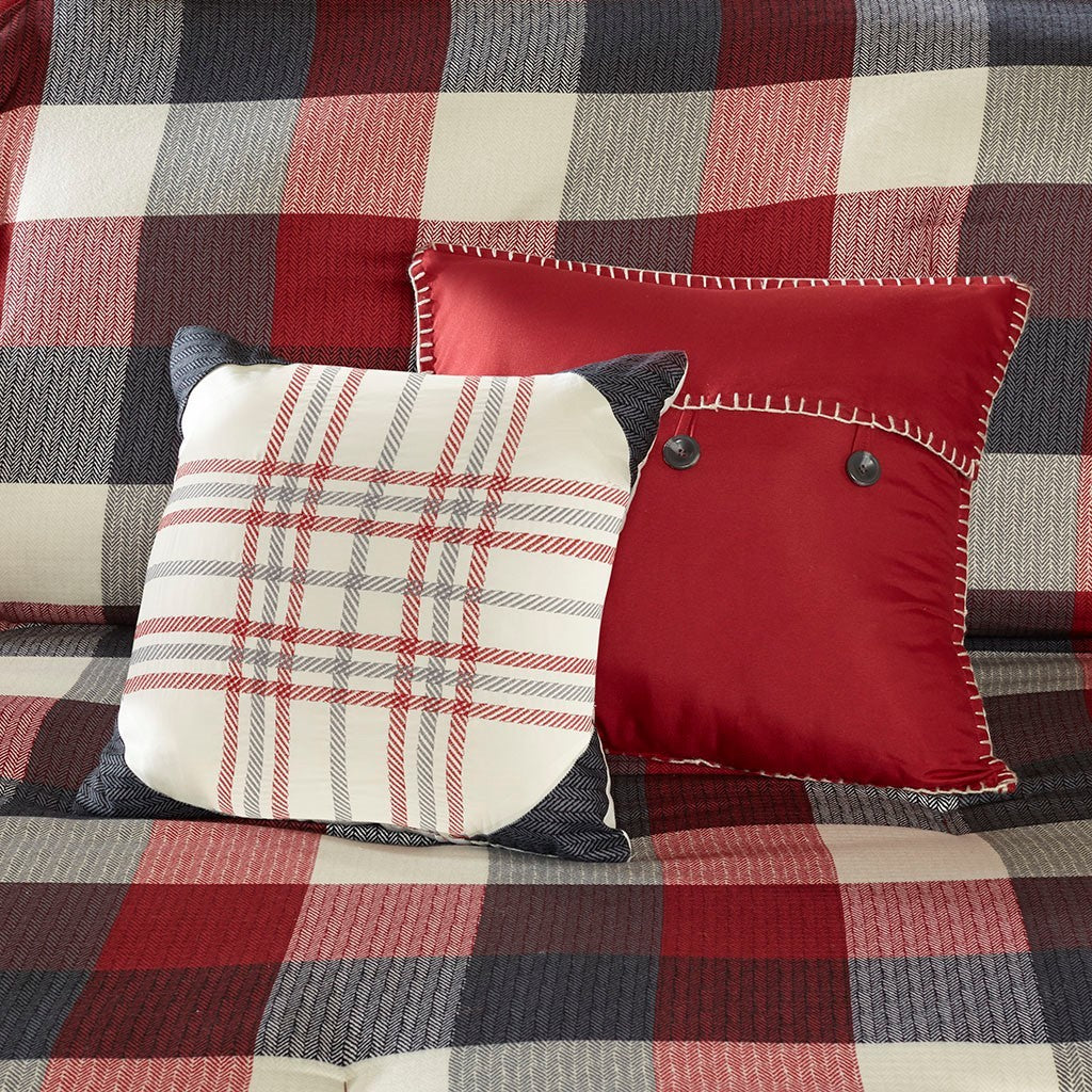 7 Piece Herringbone Comforter Set Red King - Image 8