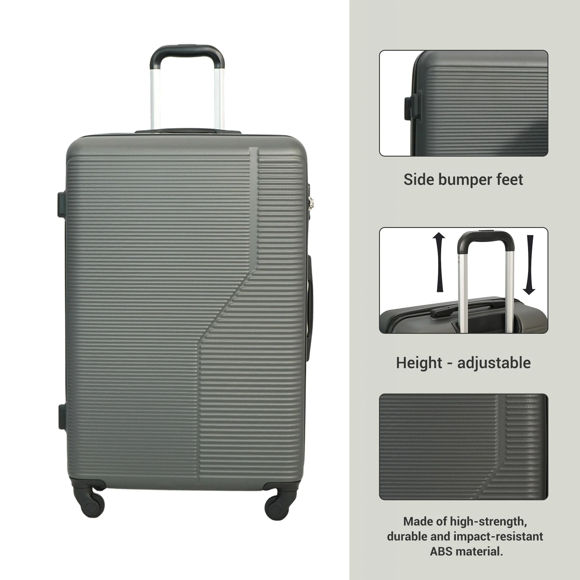 7-Piece Luggage Set ABS Lightweight & Durable Suitcase with Spinner Wheels TSA Lock (20/24/28) Dark Grey - Image 4