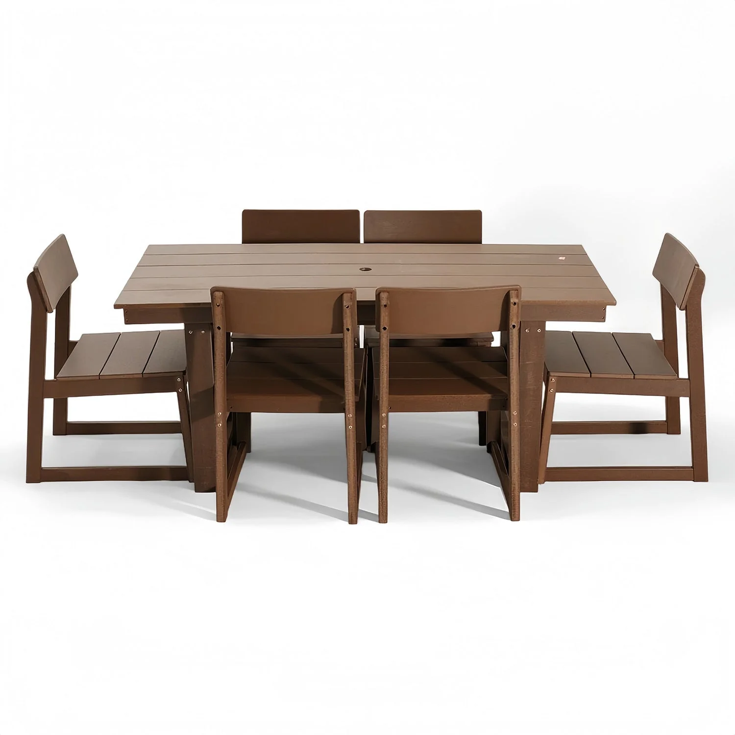 7-Piece Outdoor Dining Set with HDPE Patio Table & 6 Armless Chairs - Image 4