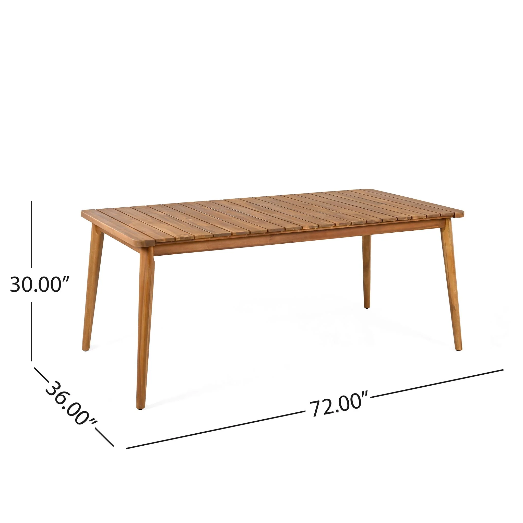 7 Piece Patio Dining Set, Slatted Table & 6 Chairs For Patio Garden - Mocha / Teak - Image 4