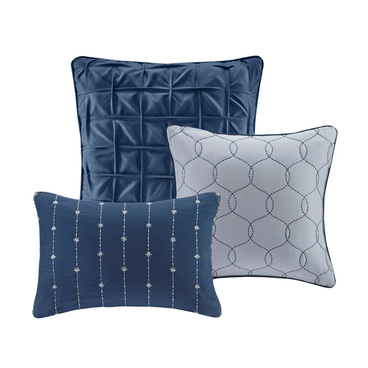 7 Piece Printed Seersucker Comforter Set Navy King - Image 10