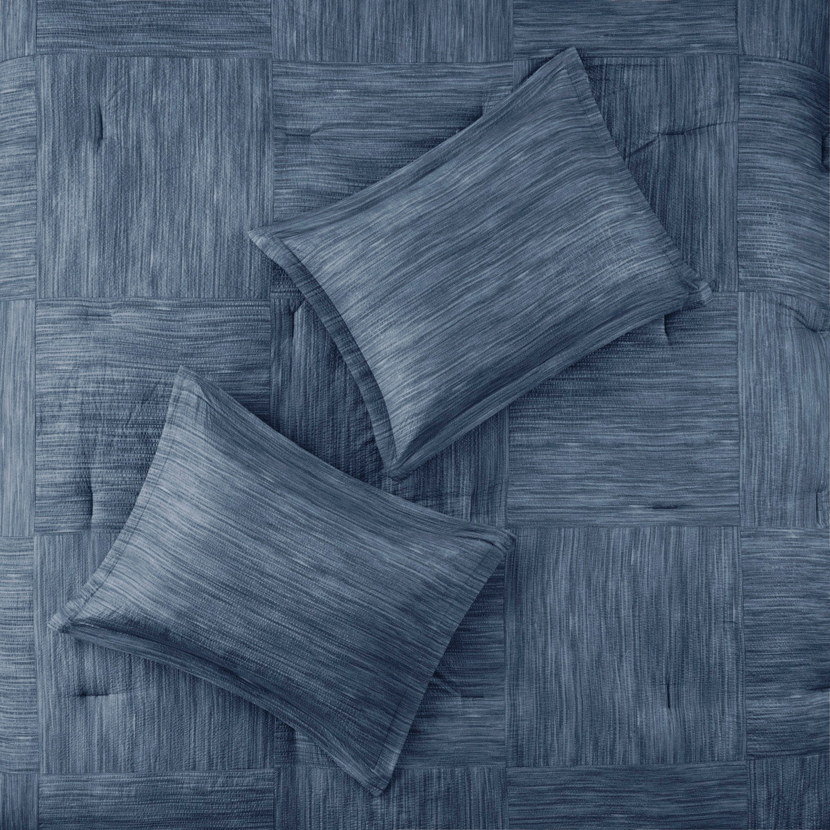 7 Piece Printed Seersucker Comforter Set Navy Queen - Image 15