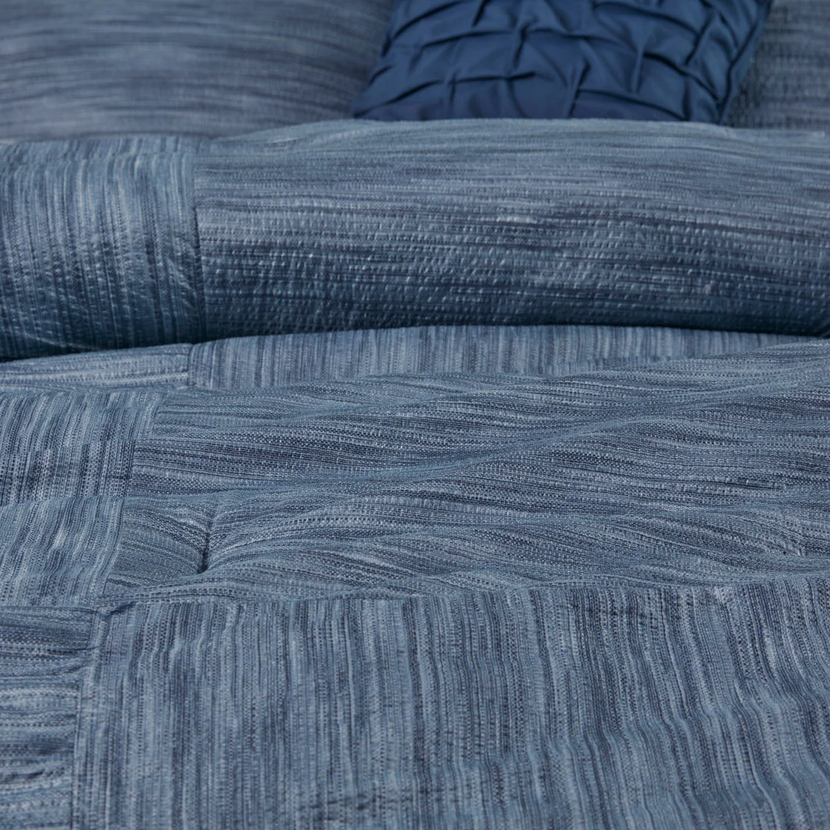 7 Piece Printed Seersucker Comforter Set Navy Queen - Image 5