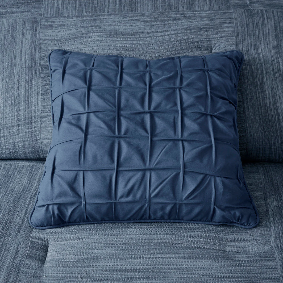 7 Piece Printed Seersucker Comforter Set Navy Queen - Image 7