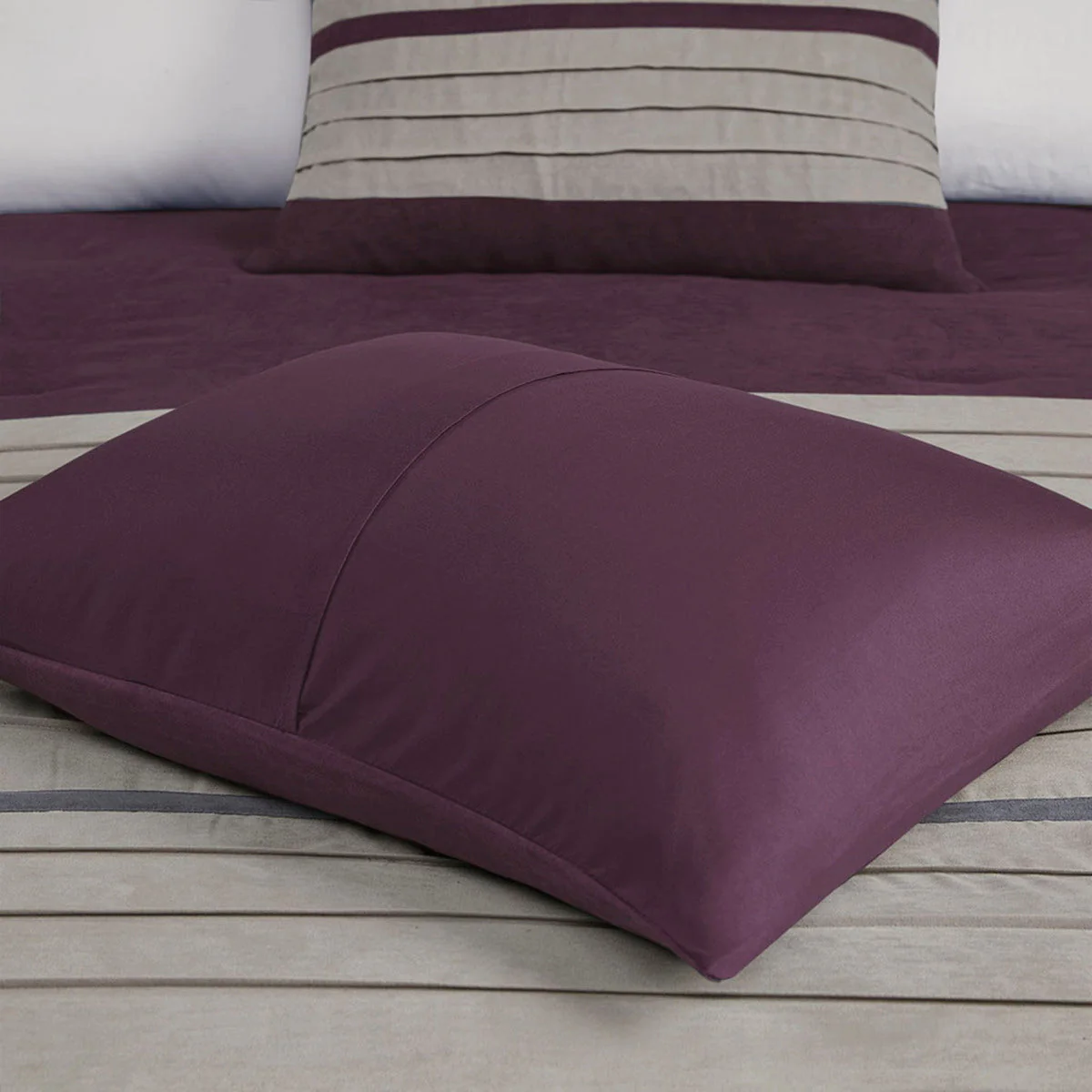 7 Piece Purple Faux Suede Comforter Set Full - Image 11