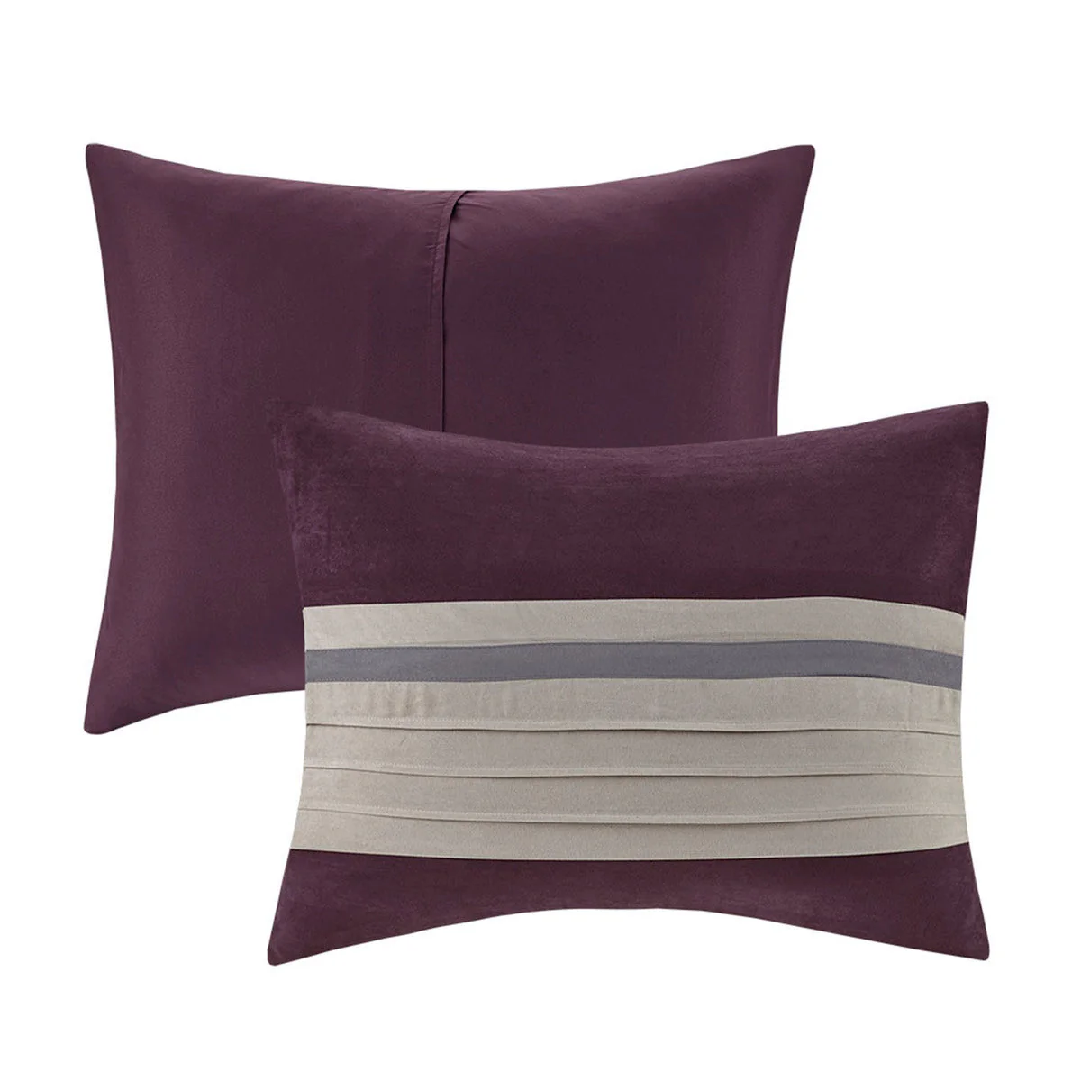 7 Piece Purple Faux Suede Comforter Set Full - Image 2