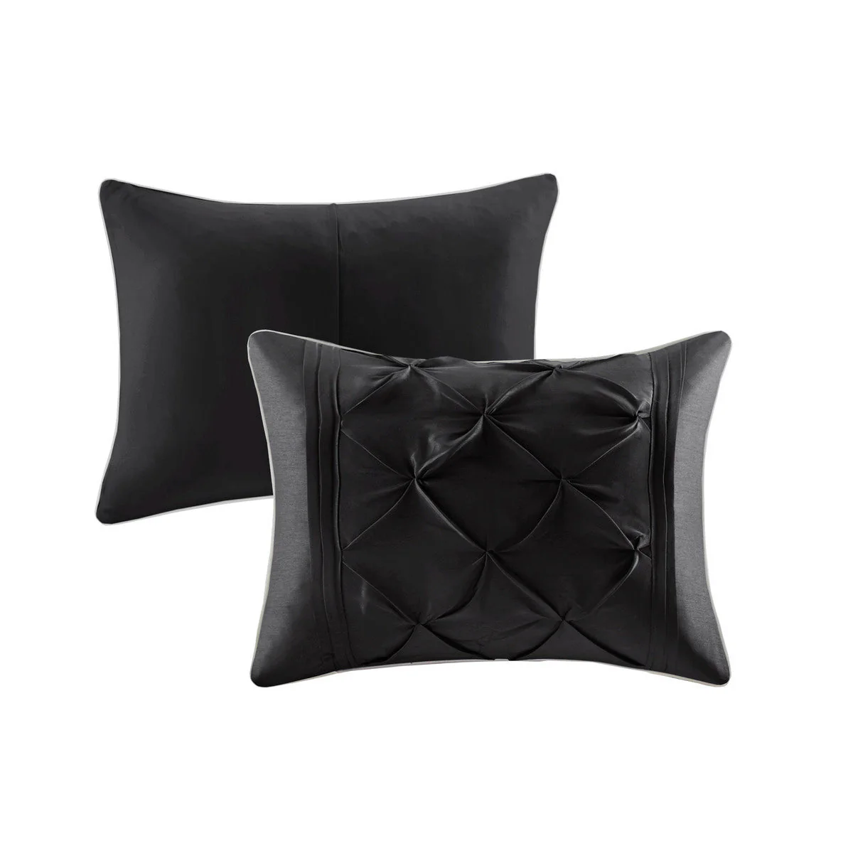7 Piece Tufted Comforter Set Black California King - Image 2