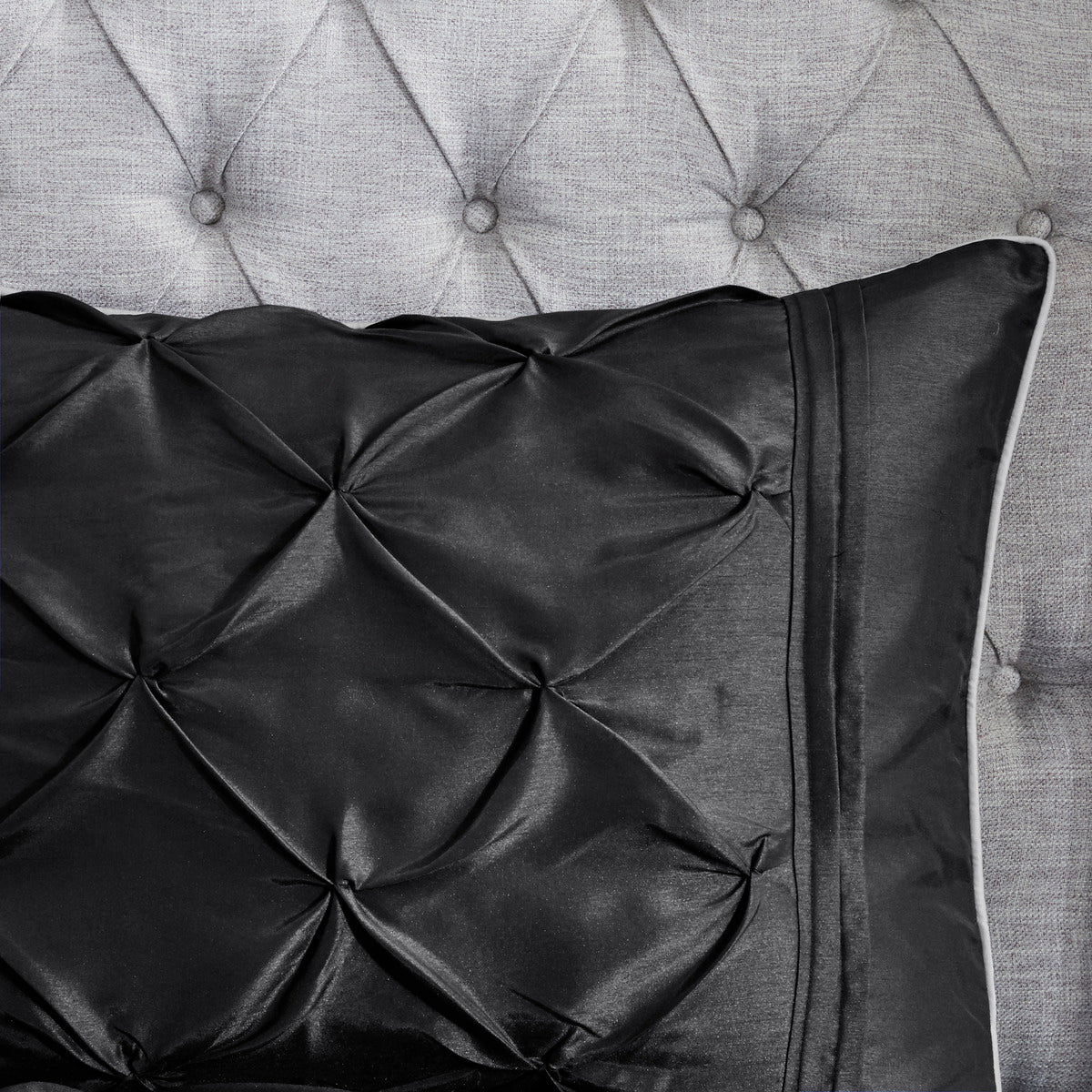 7 Piece Tufted Comforter Set Black California King - Image 5