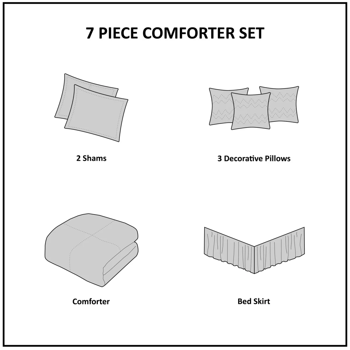7 Piece Tufted Comforter Set Black California King - Image 8