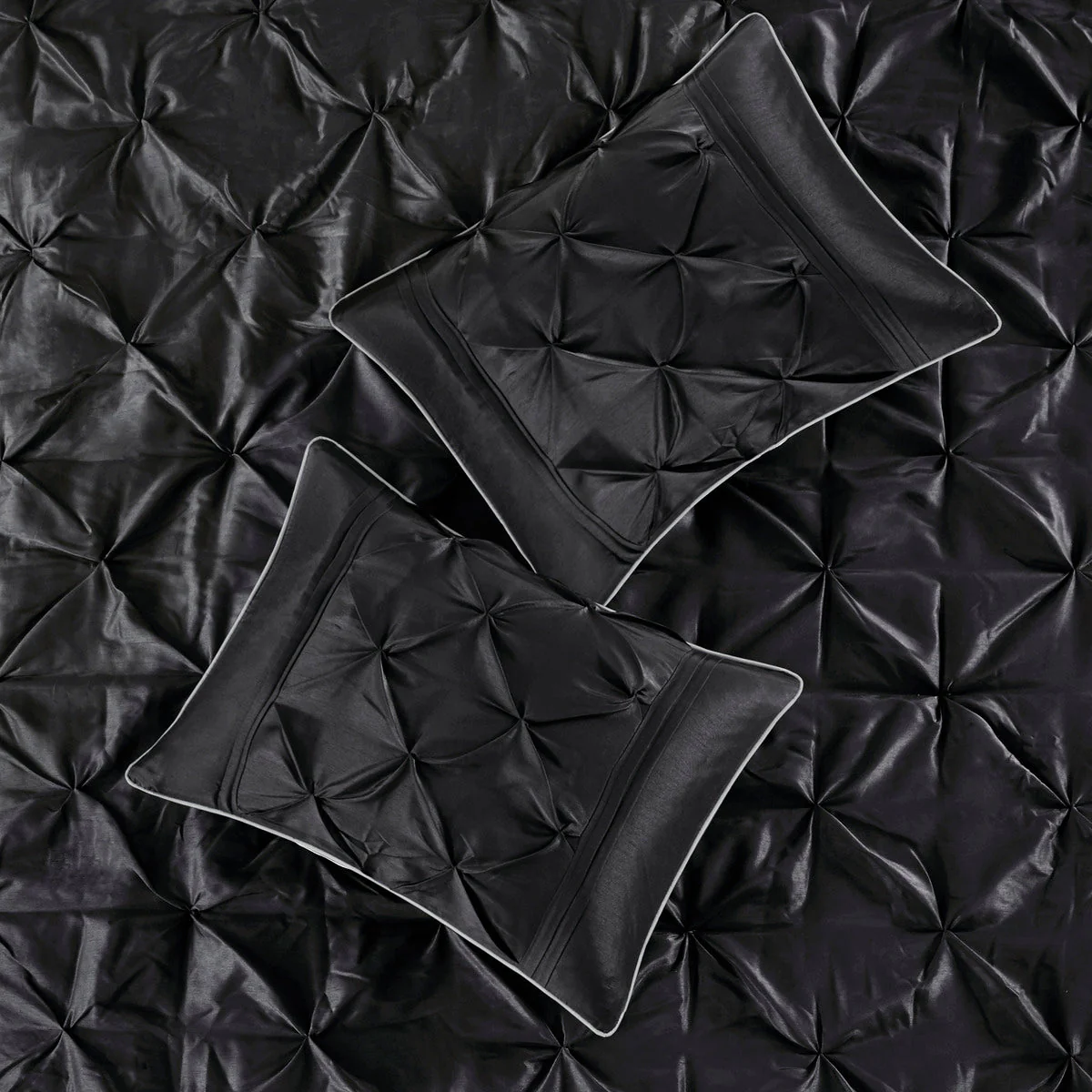 7 Piece Tufted Comforter Set Black King - Image 4