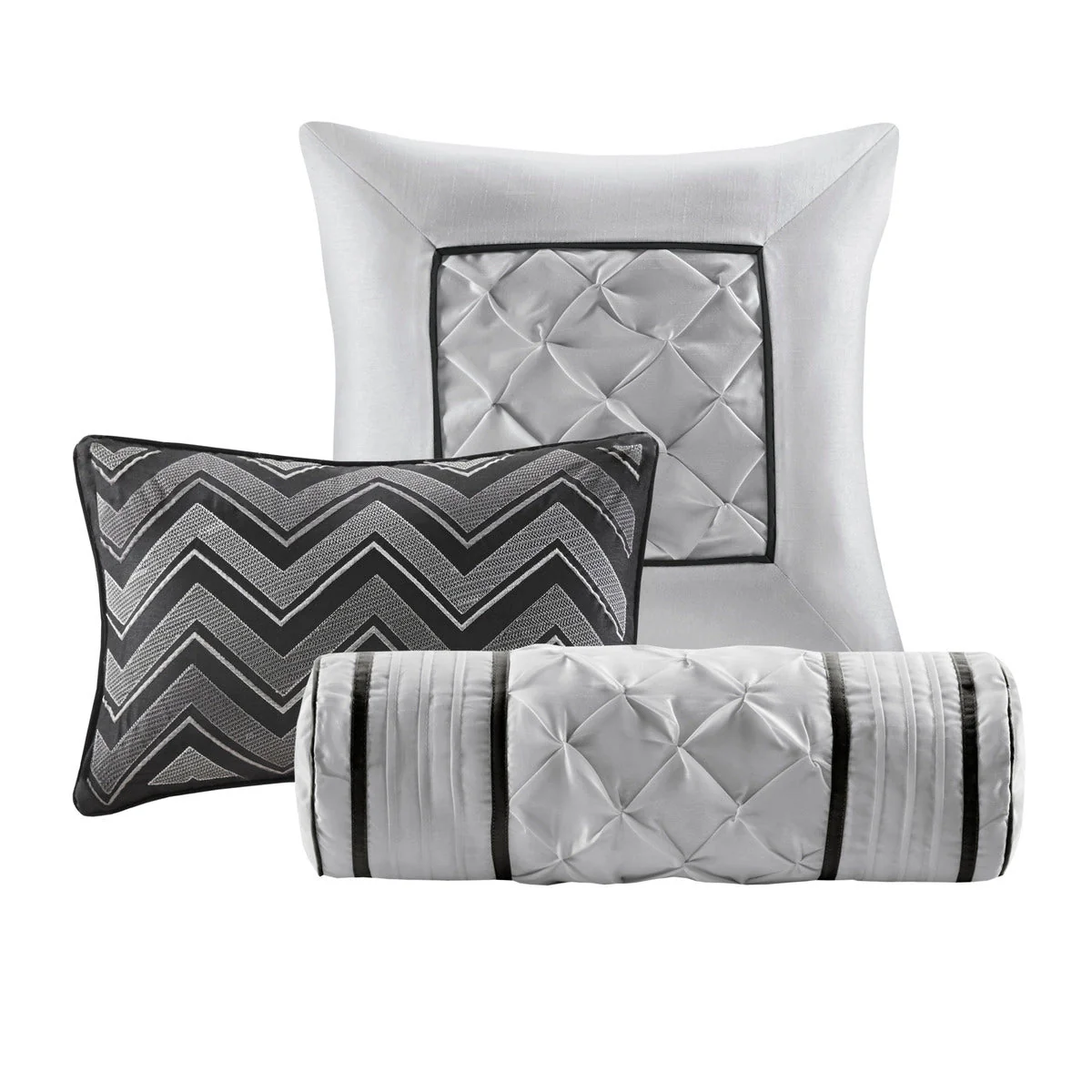 7 Piece Tufted Comforter Set Black King - Image 6