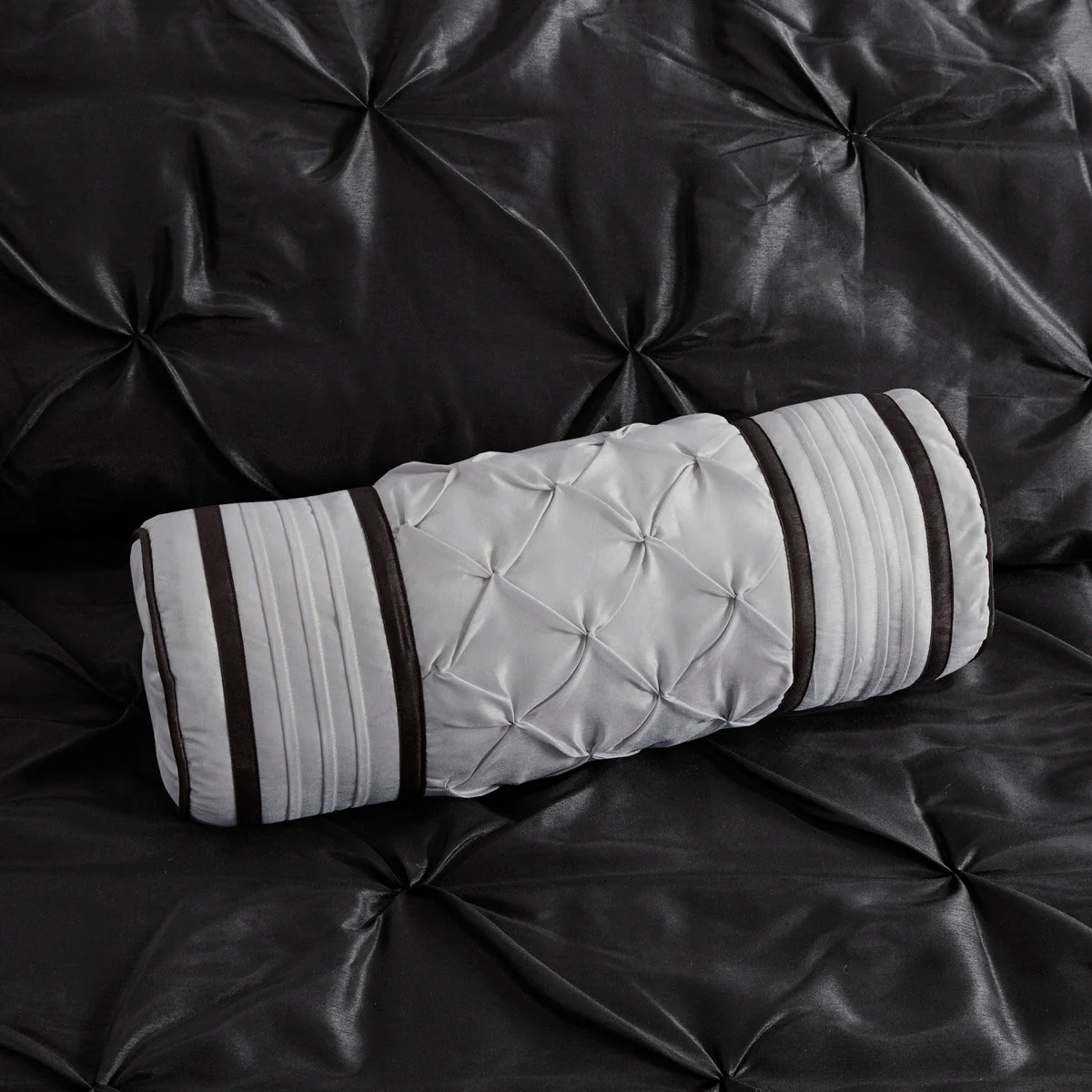 7 Piece Tufted Comforter Set Black King - Image 9