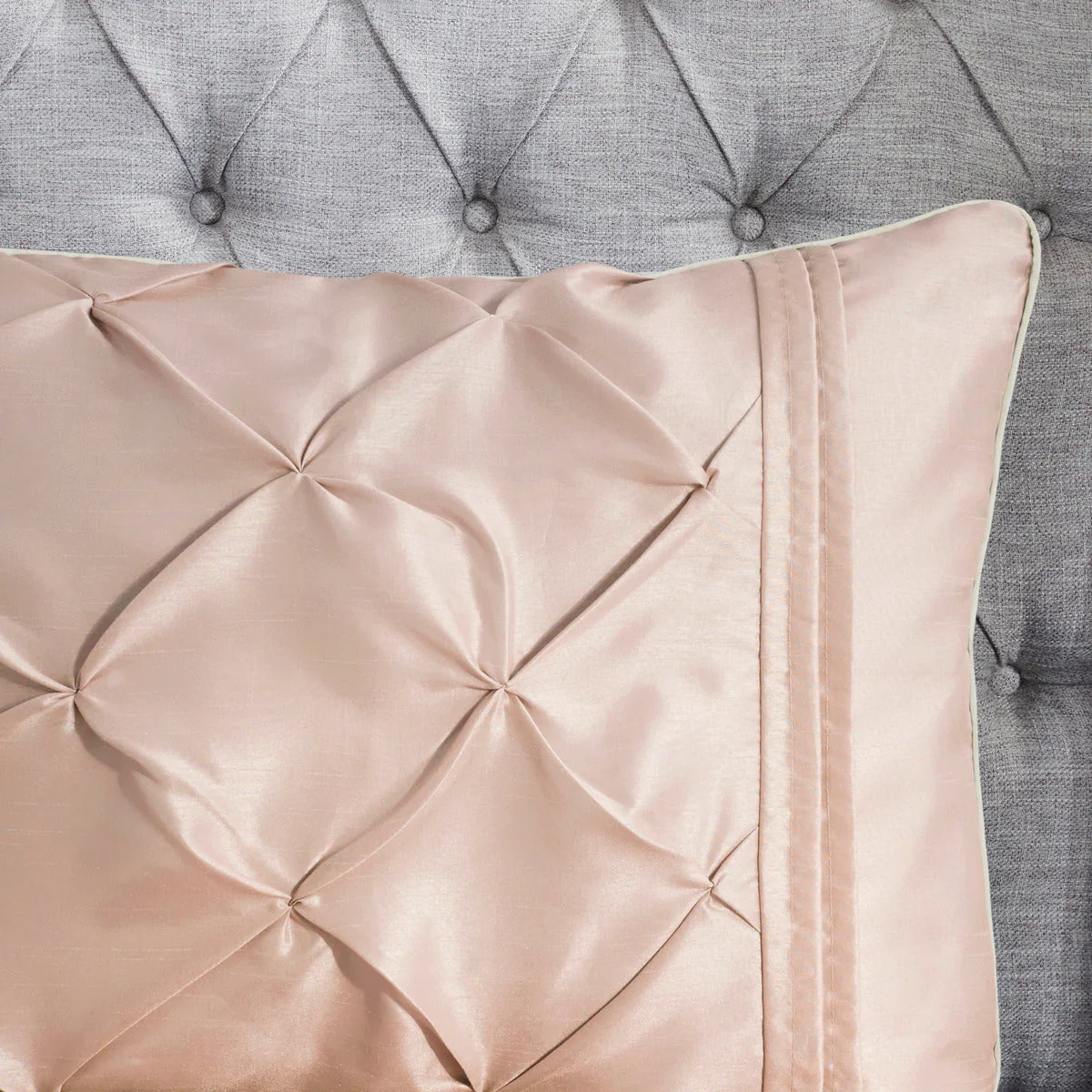 7 Piece Tufted Comforter Set Blush King - Image 10