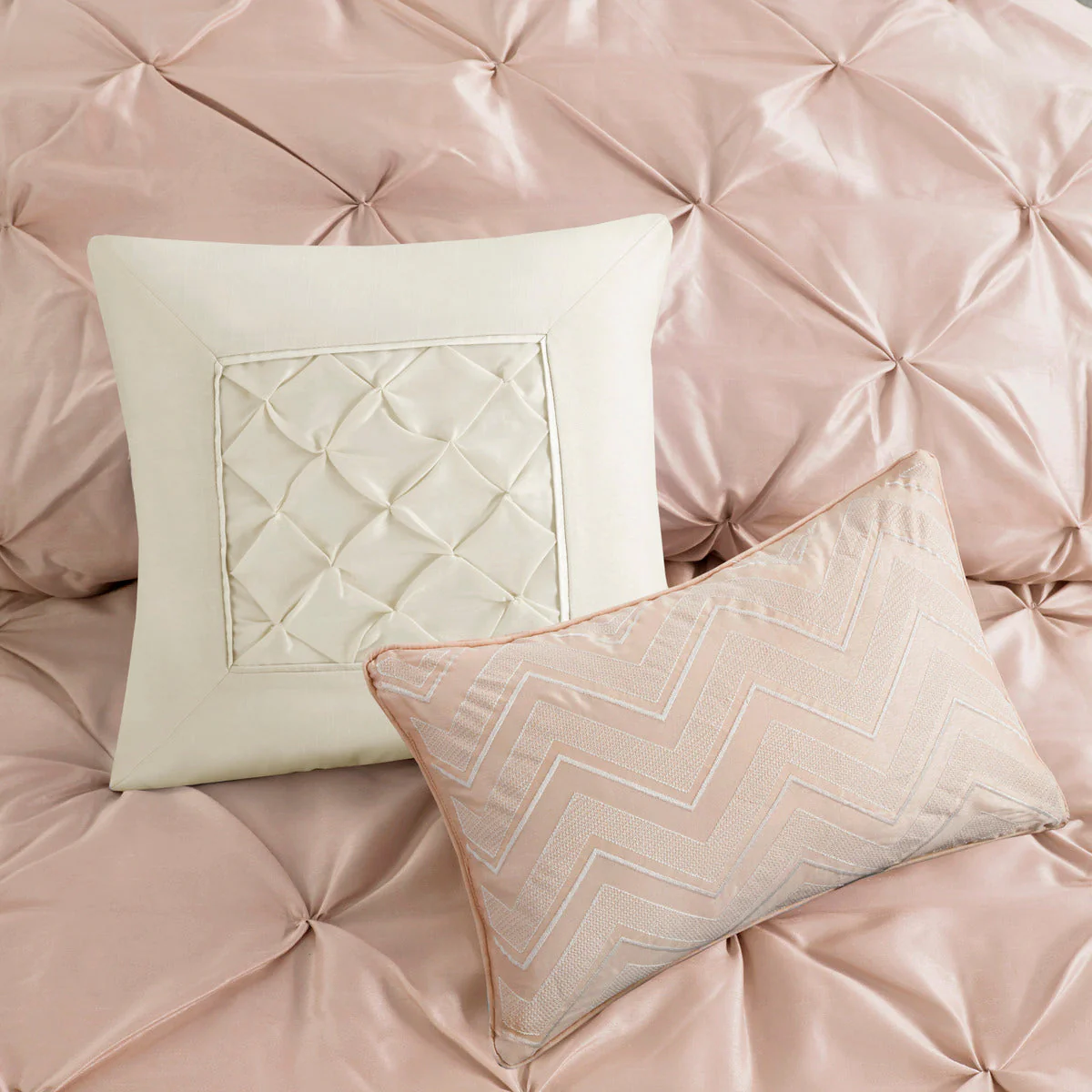 7 Piece Tufted Comforter Set Blush King - Image 11